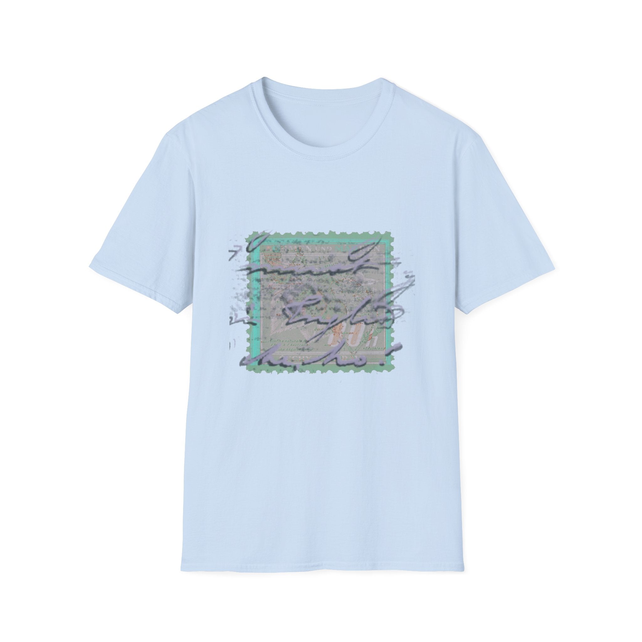 Vintage Postage Stamp Graphic Tee – Handwritten Script Design