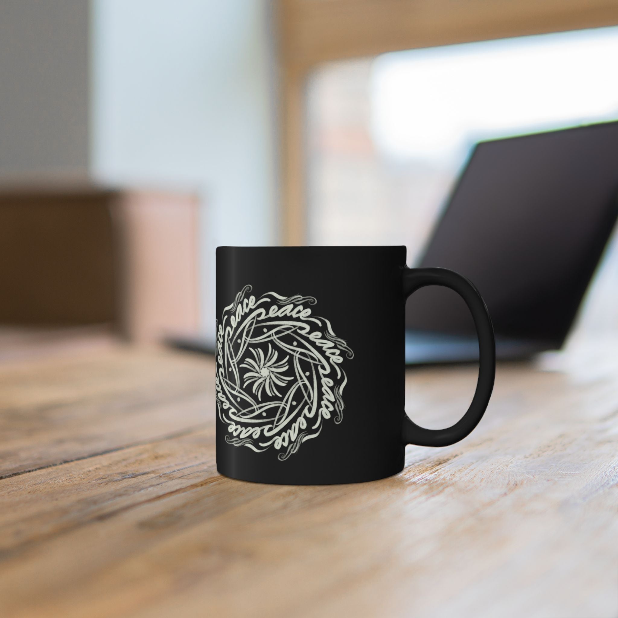 Peace Mandala Mug — 11oz Ceramic Coffee Cup