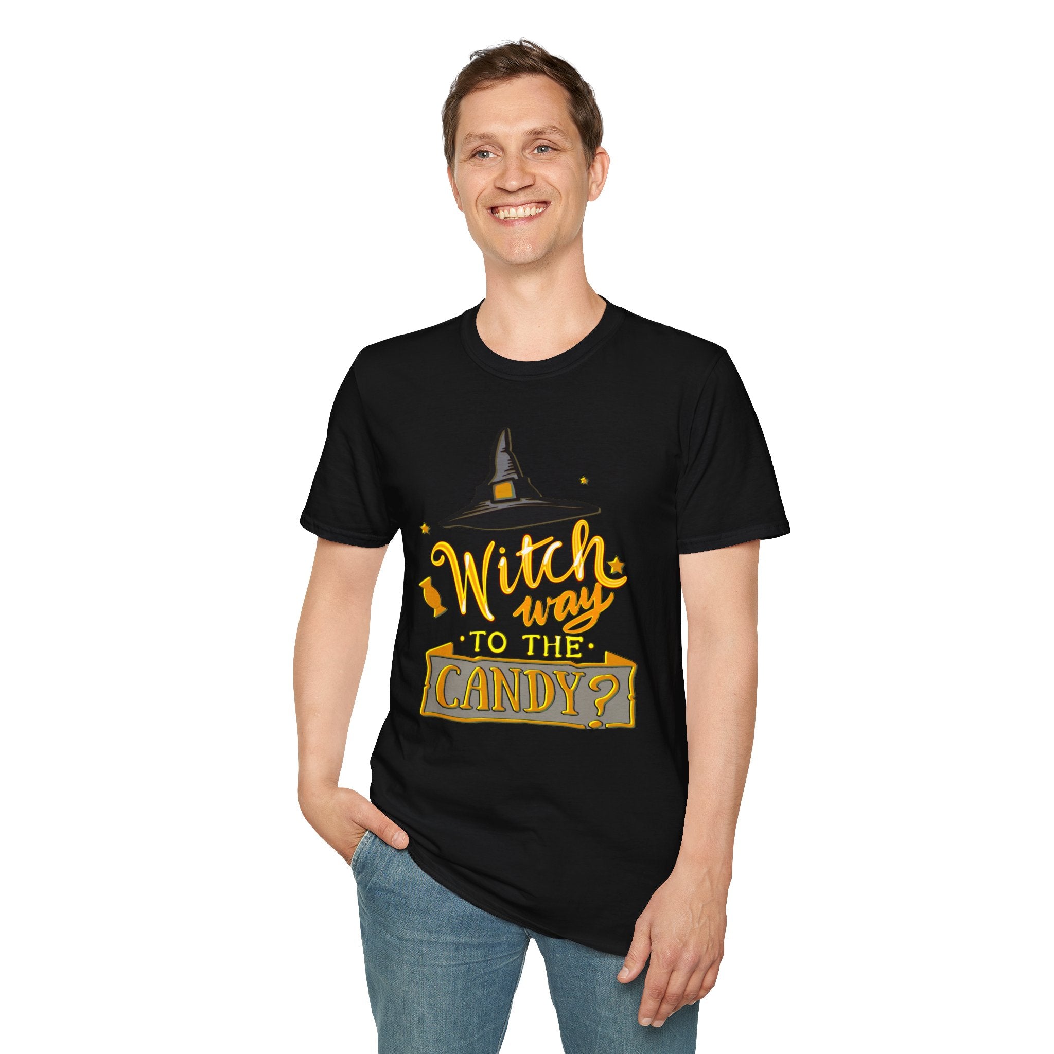 WITCH WAY TO THE CANDY? HALLOWEEN Softstyle T-Shirt