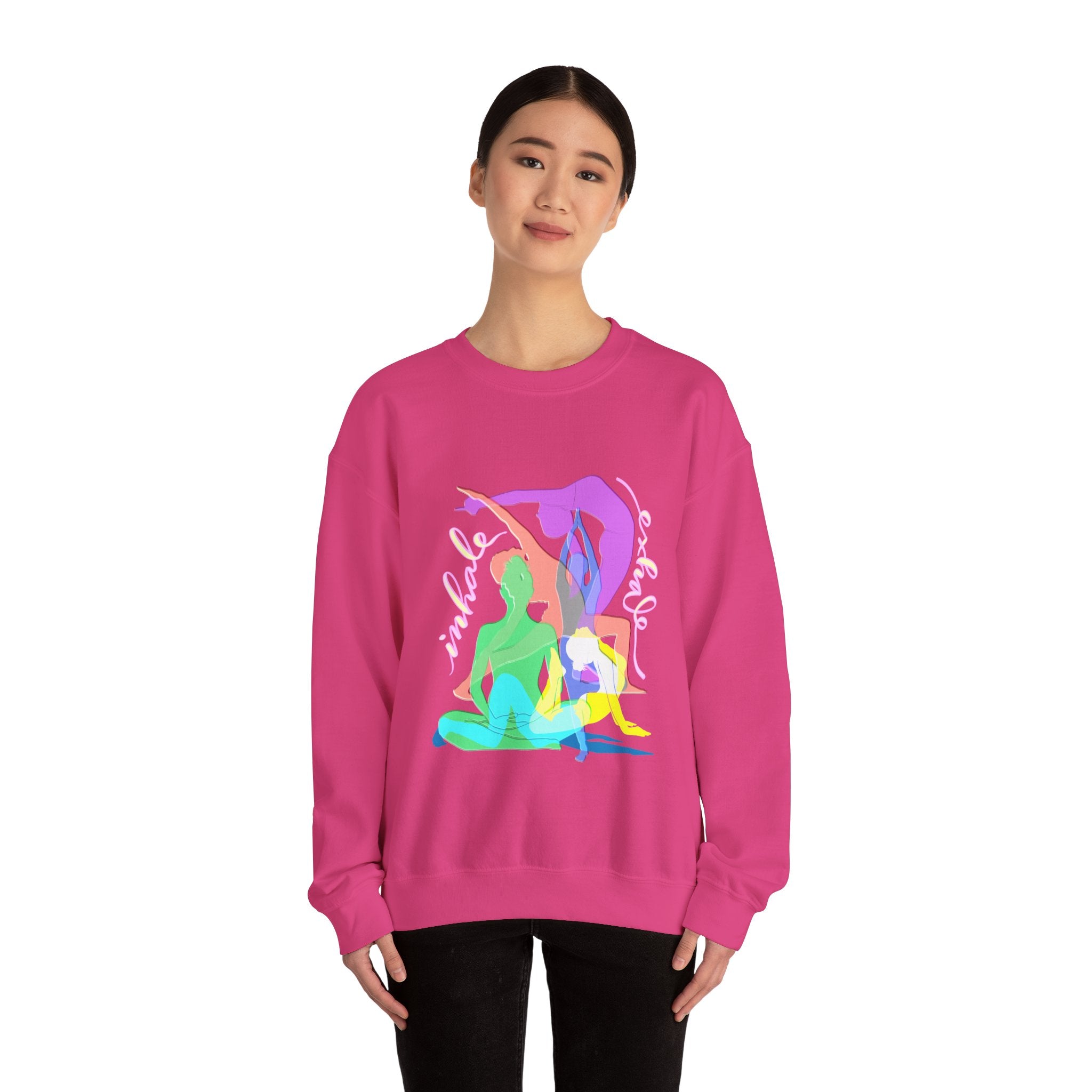 Inhale Exhale Yoga Sweatshirt - Unisex Heavy Blend™ Crewneck for Mindfulness and Relaxation