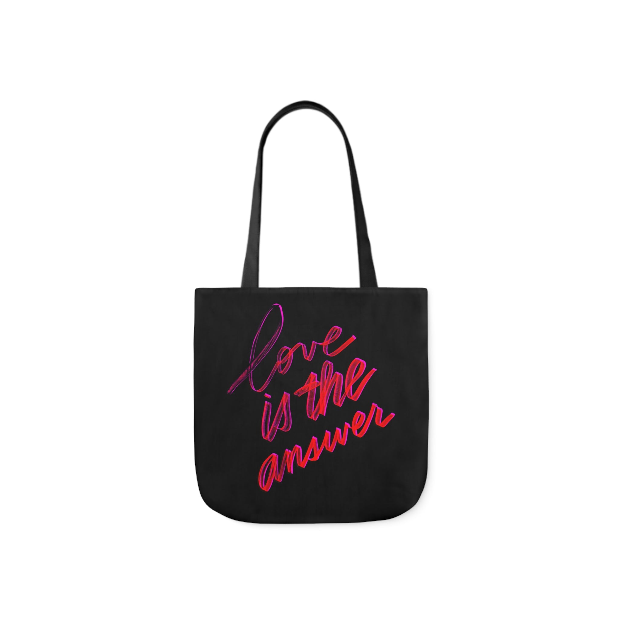 LOVE IS THE ANSWER Canvas Tote Bag, 5-Color Straps