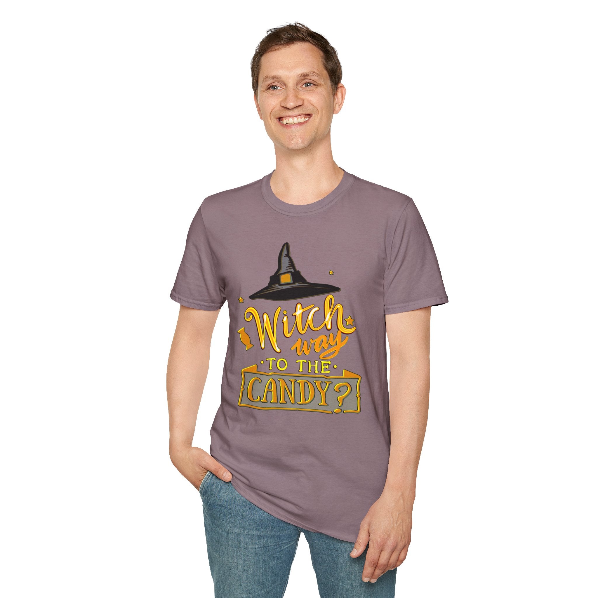 WITCH WAY TO THE CANDY? HALLOWEEN Softstyle T-Shirt