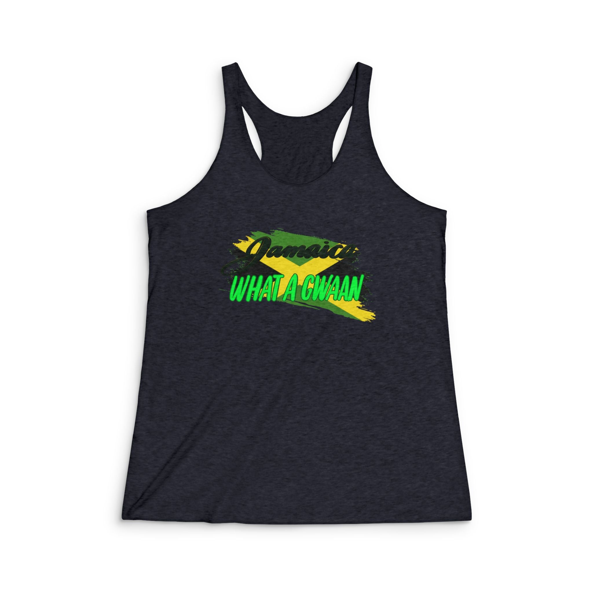 Jamaican Vibe Tri-Blend Racerback Tank - Perfect for Summer Adventures
