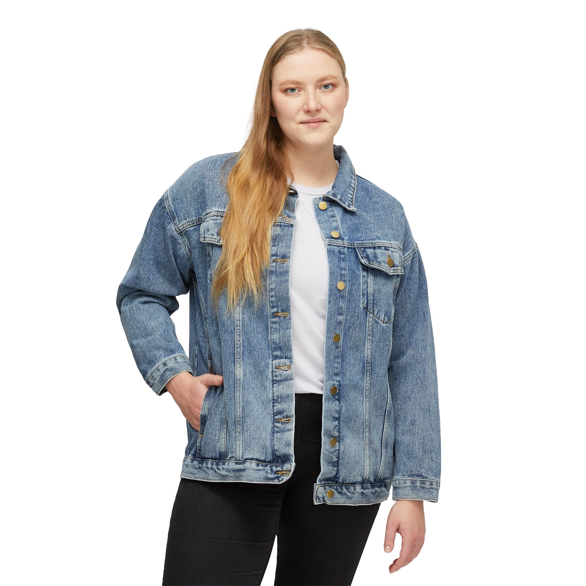 Women’s Denim Jacket with Inspirational 'Love Heals' Design