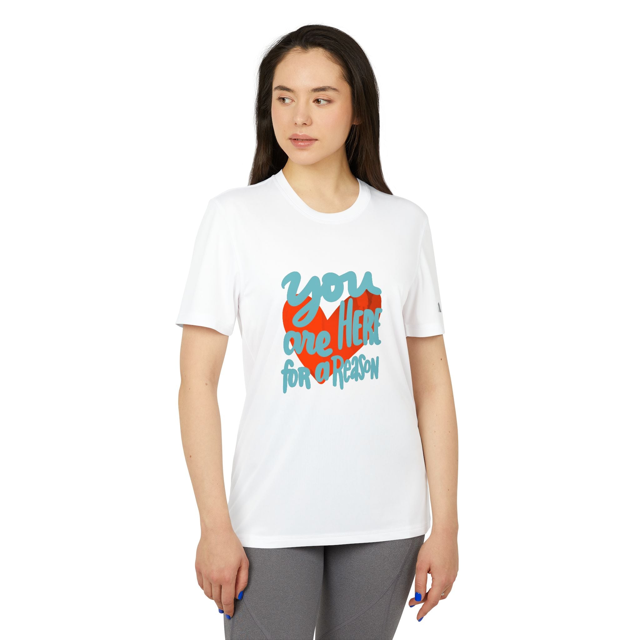 Inspirational Adidas Unisex Sport T-shirt - "You Are Here for a Reason"
