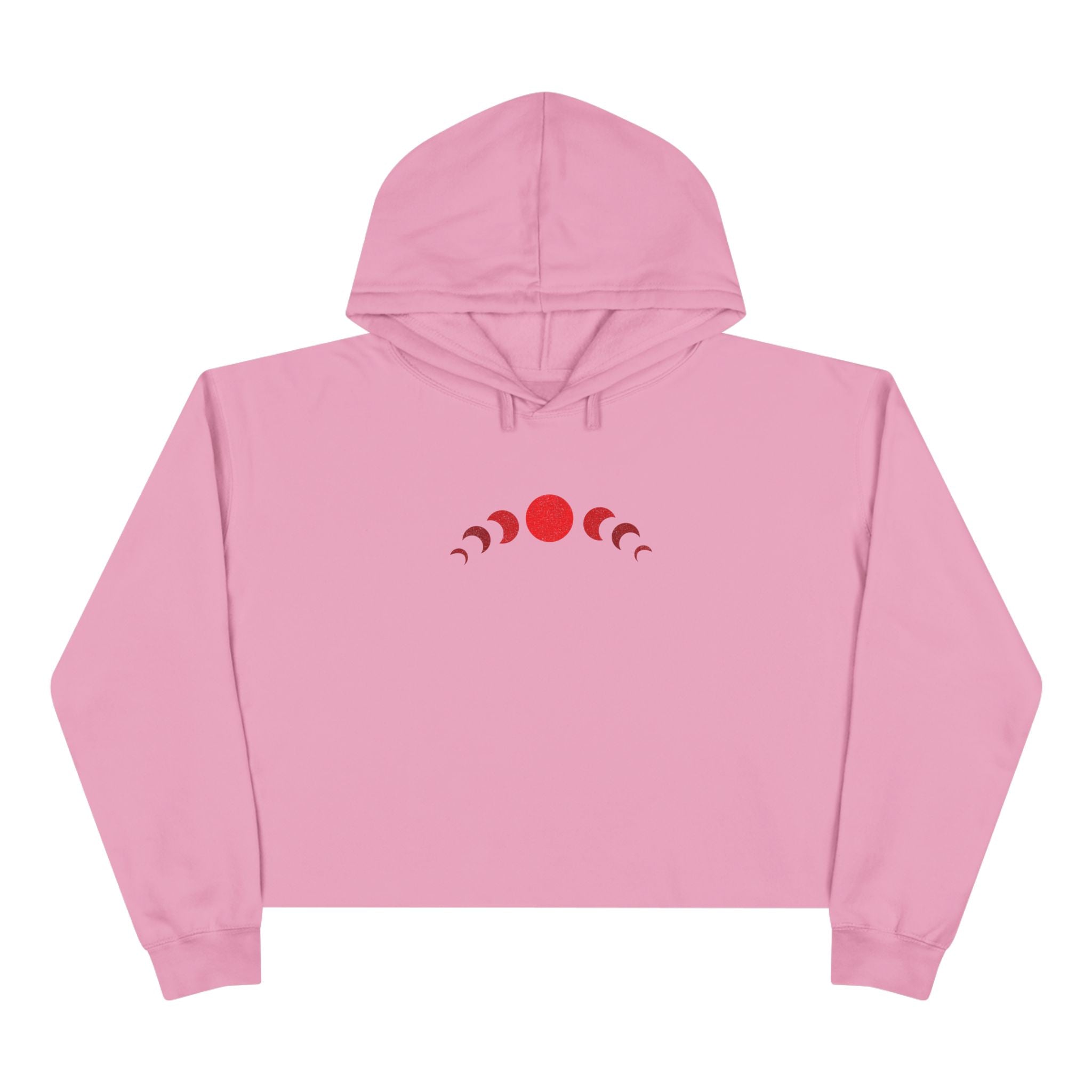Moon Phase Crop Hoodie - Stylish Pink Hoodie for Astrology Lovers