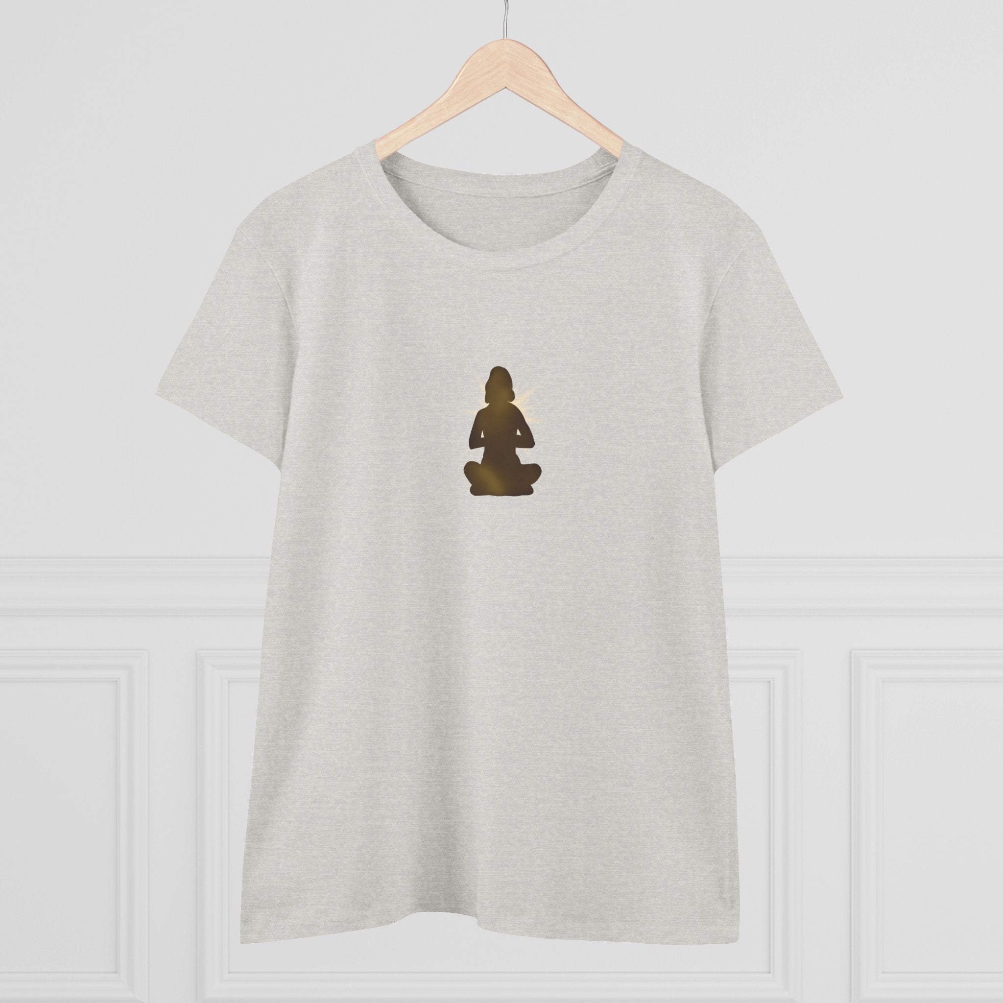 Meditation Silhouette Tee — Women's Yoga Cotton T‑Shirt