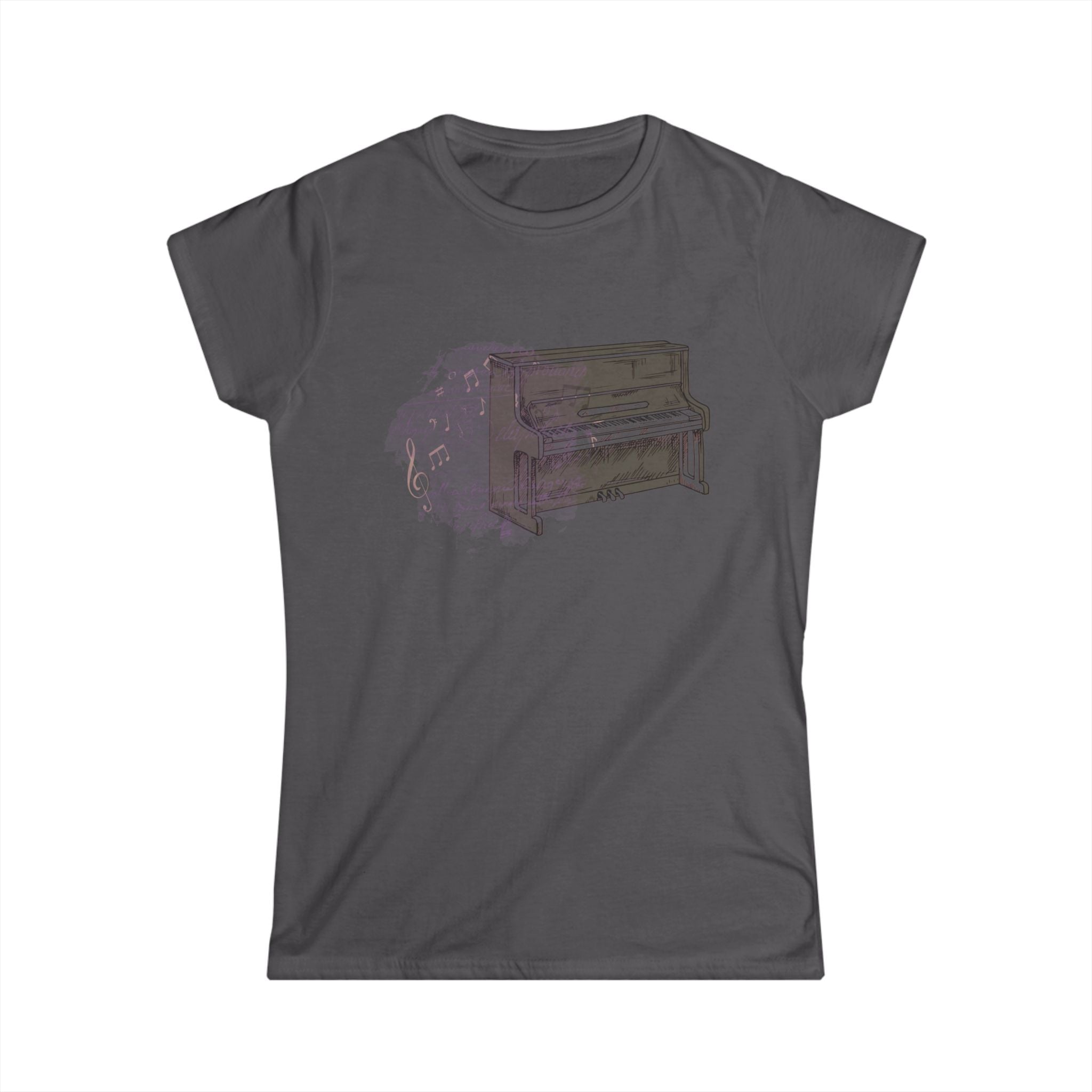 Vintage Piano Graphic Tee, Music Lover Gift, Softstyle Women's Shirt, Casual Concert Top, Unique Birthday Present