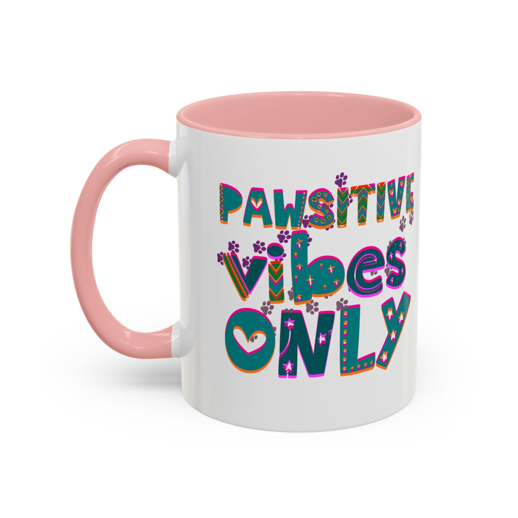 PAWSITIVE VIBES ONLY Accent Coffee Mug (11, 15oz)