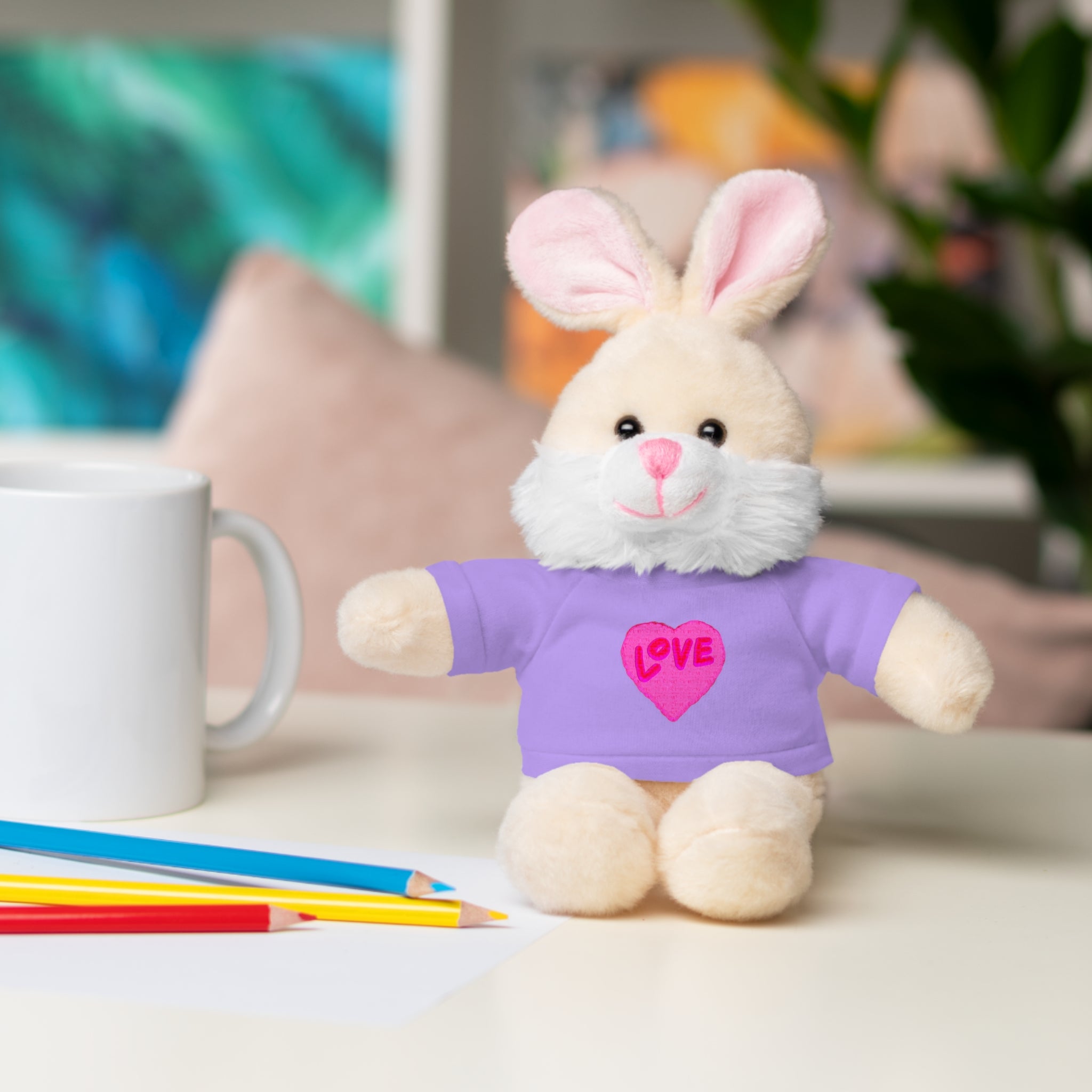 Love Bear Stuffed Animal in Custom Tee - Perfect Gift for Kids and Occasions