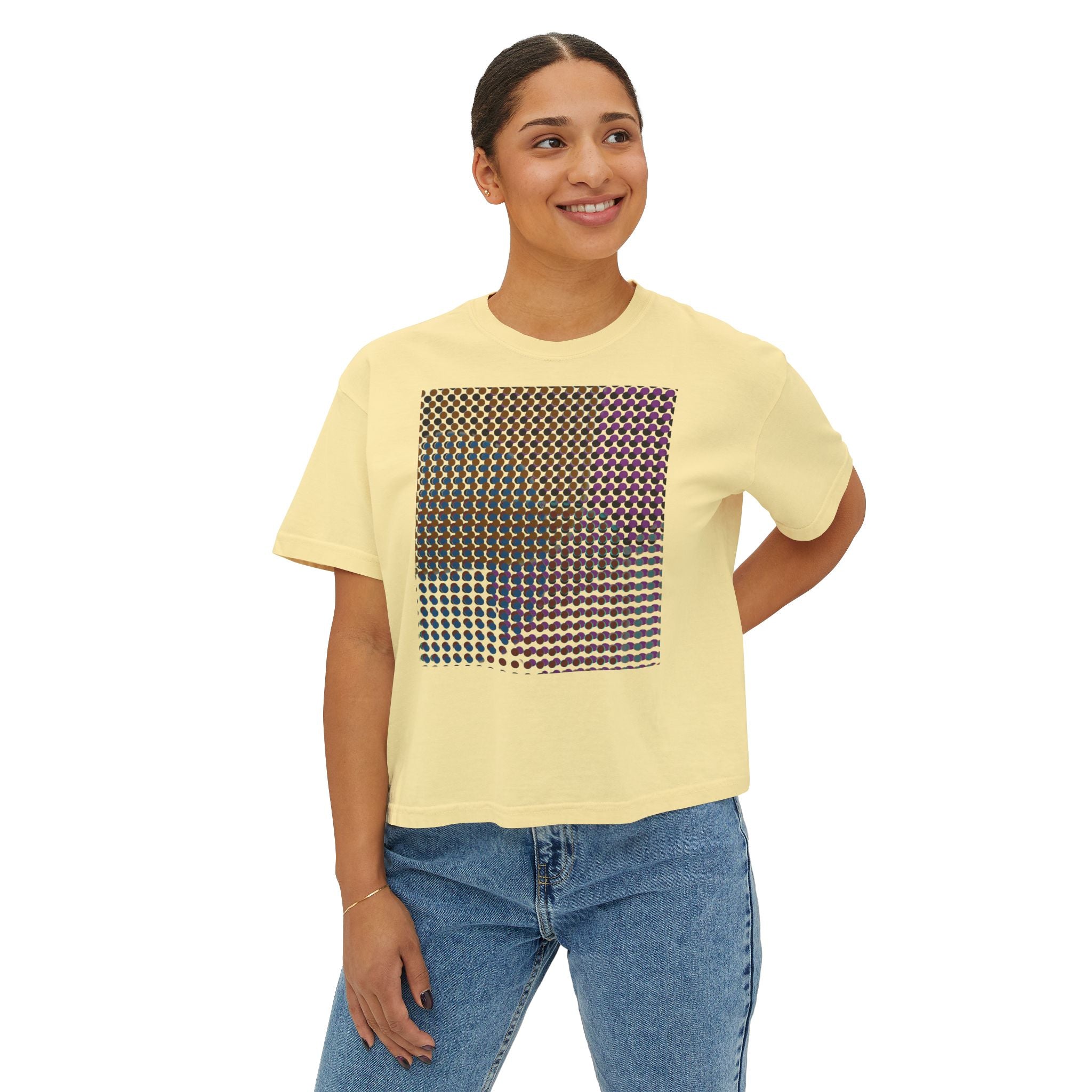 Chic Women's Boxy Tee - Modern Abstract Design