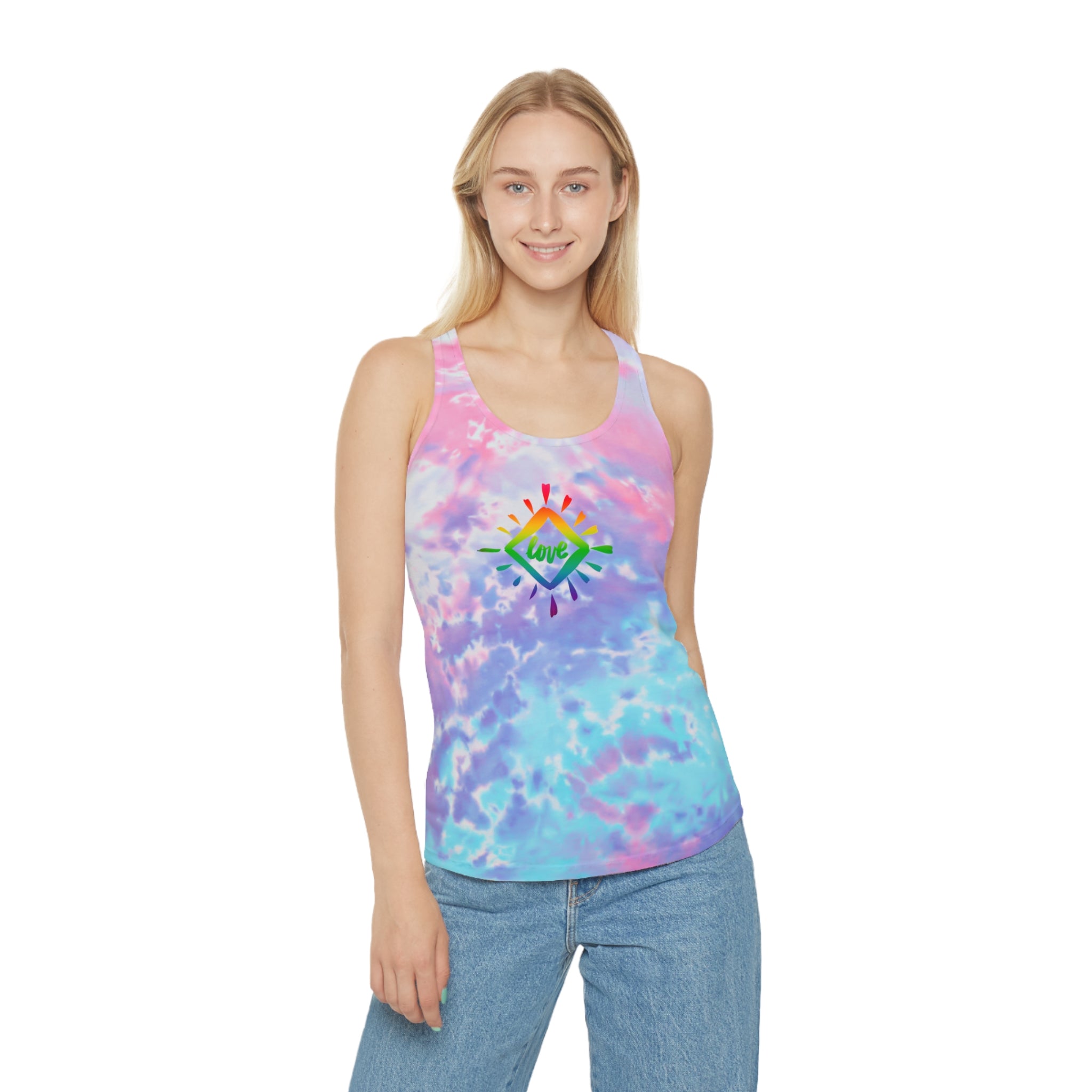 YOGA LOVE Tie Dye Racerback Tank Top