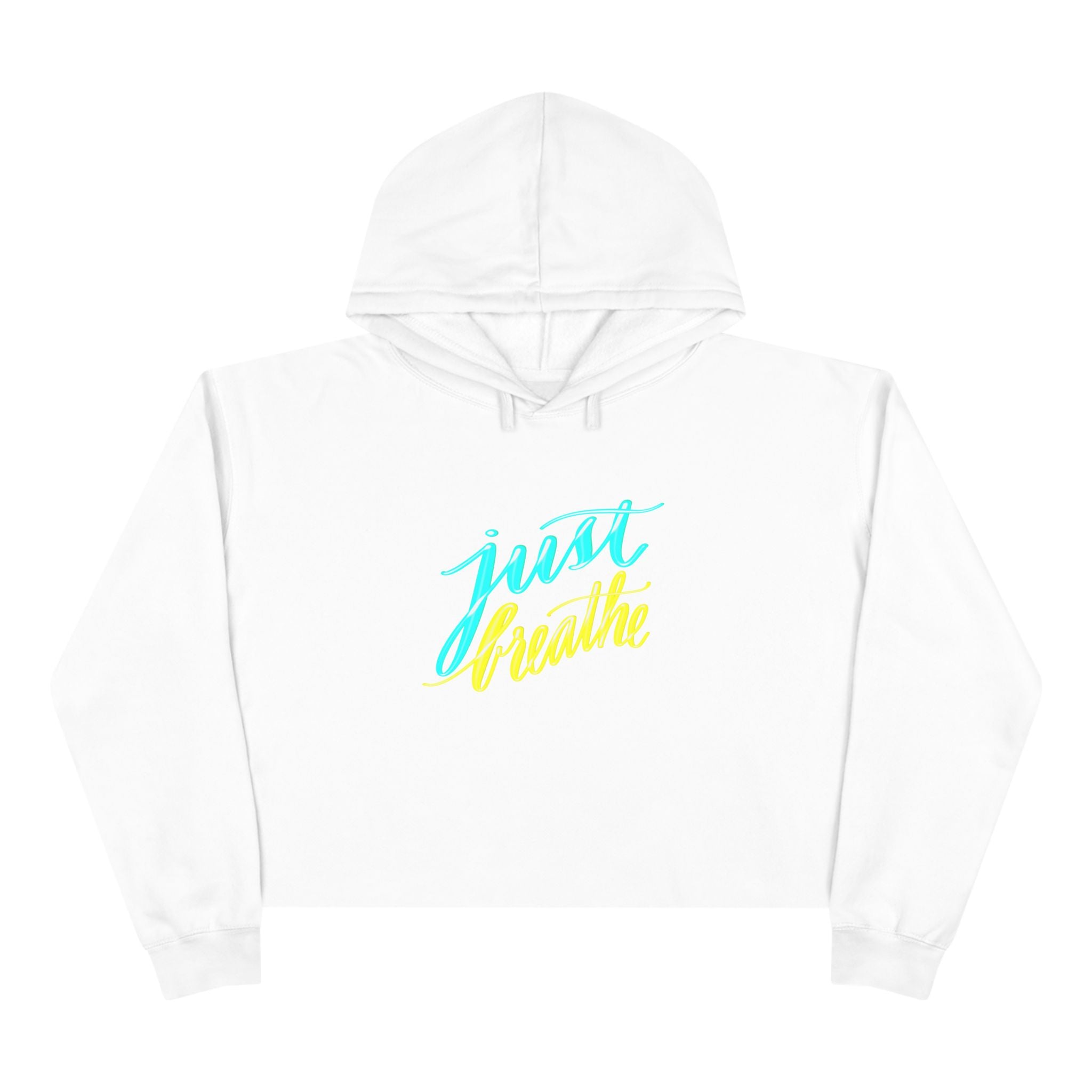 Just Breathe Crop Hoodie - Inspirational Relaxed Fit for Stress Relief and Comfort