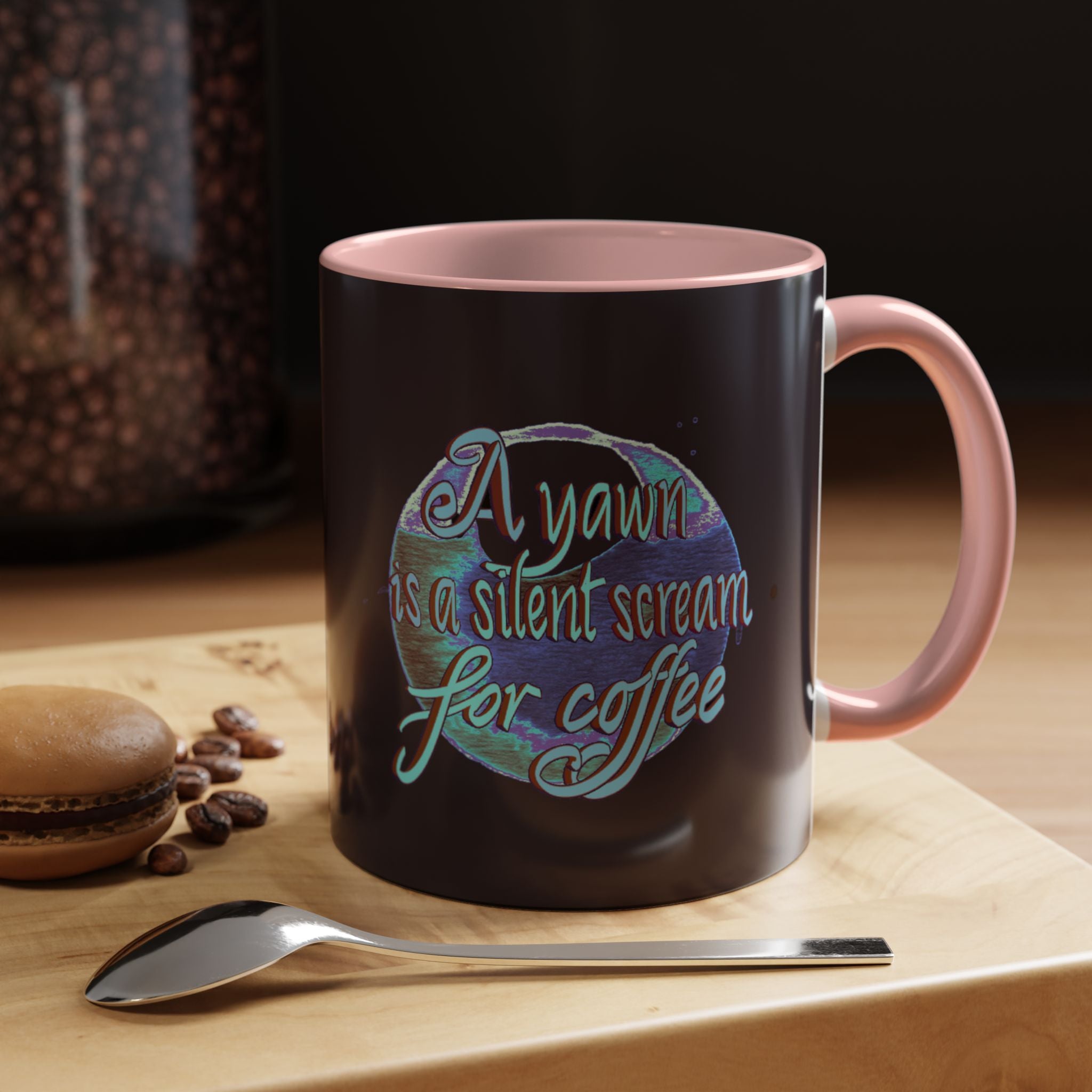 YAWN IS A SILENT SCREAM Accent Coffee Mug (11 oz)