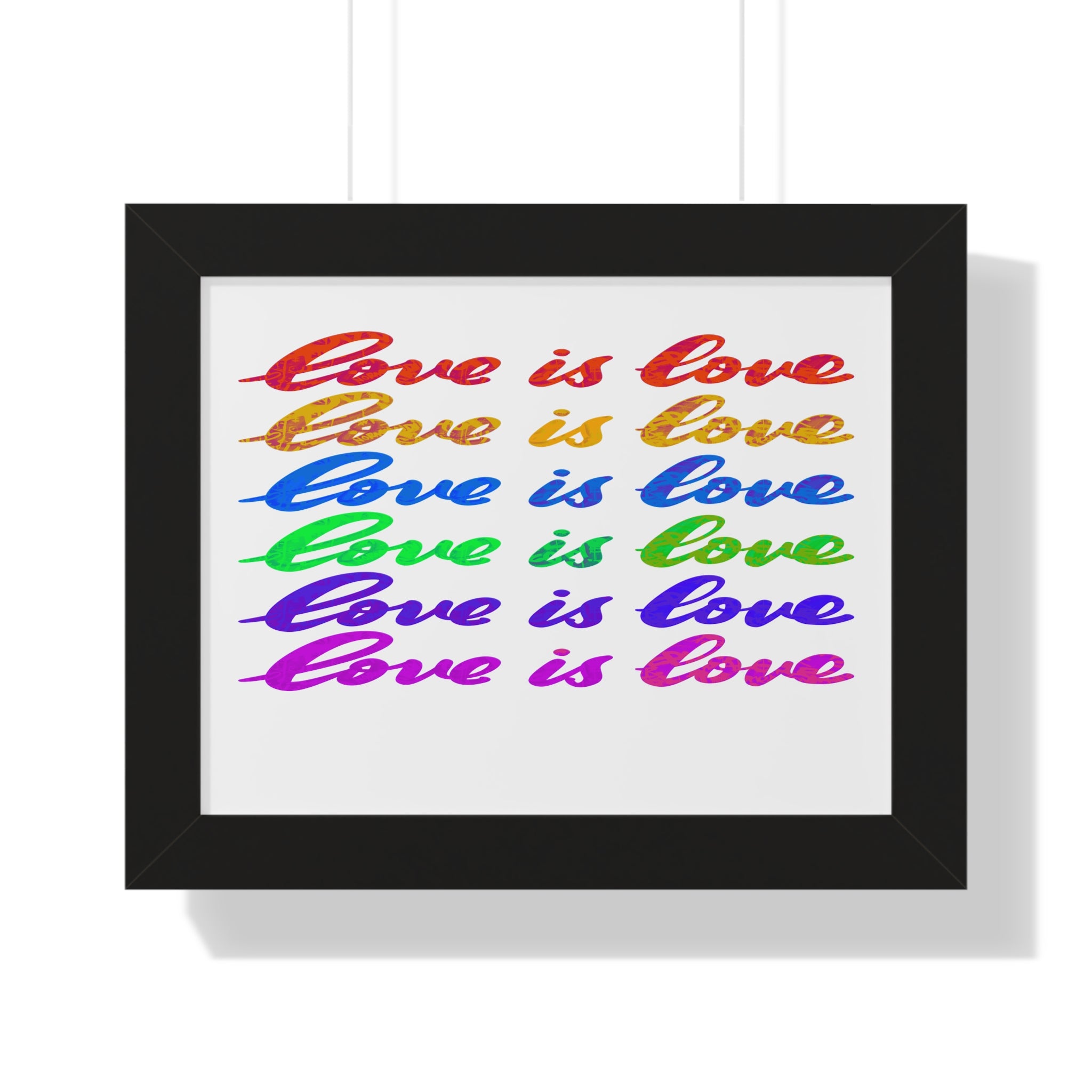 Framed Horizontal Poster with 'Love is Love' Design, LGBTQ+ Wall Art, Colorful Home Decor, Affirmation Print, Gift for Pride Celebrations