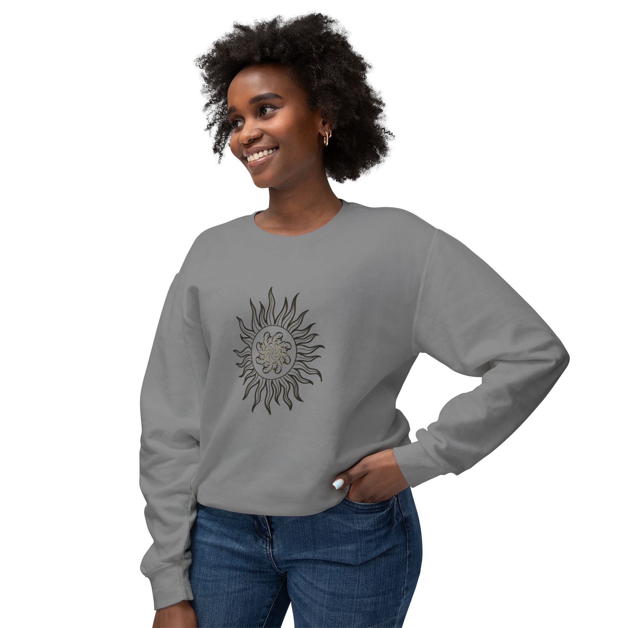 Om Gam Ganapataye Crewneck Sweatshirt — Minimal Celestial Graphic