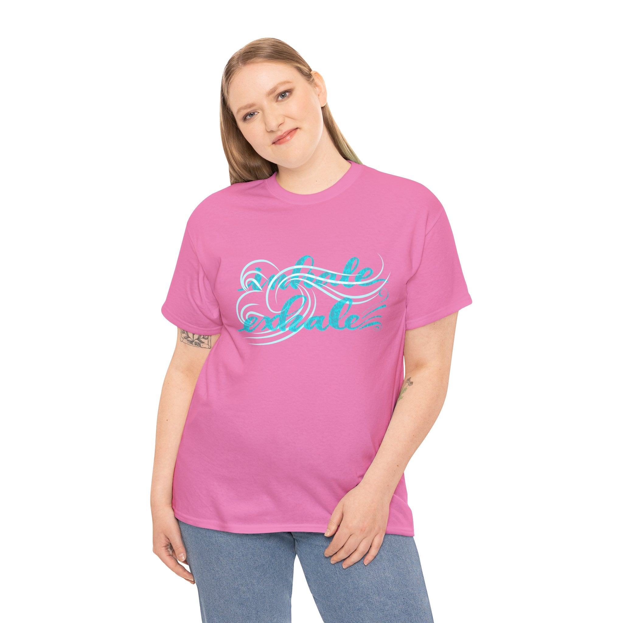 Heavy Cotton Tee - "Inhale Exhale" Relaxation Graphic Tee