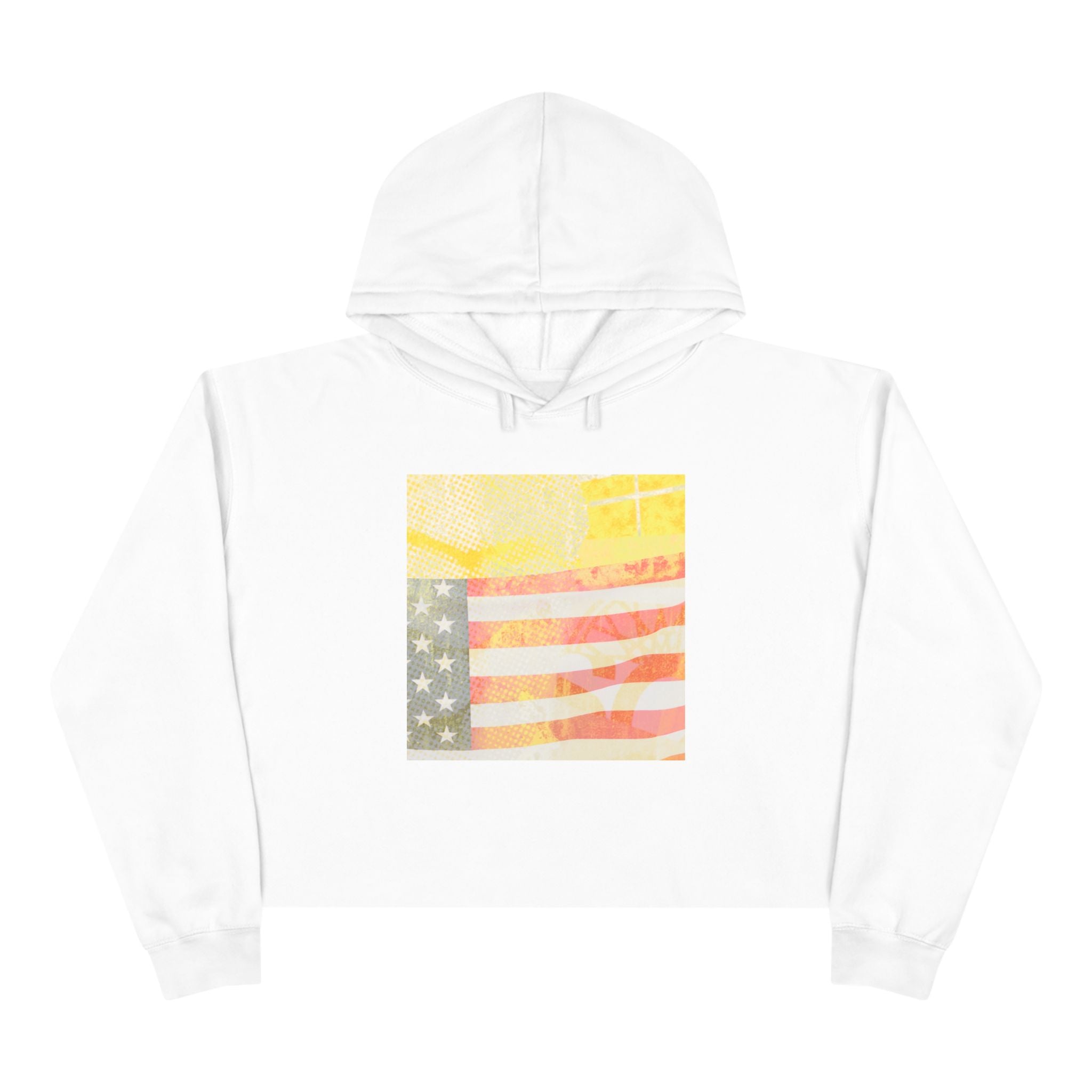 Vintage American Flag Crop Hoodie - Stylish & Trendy Apparel for Everyday Wear