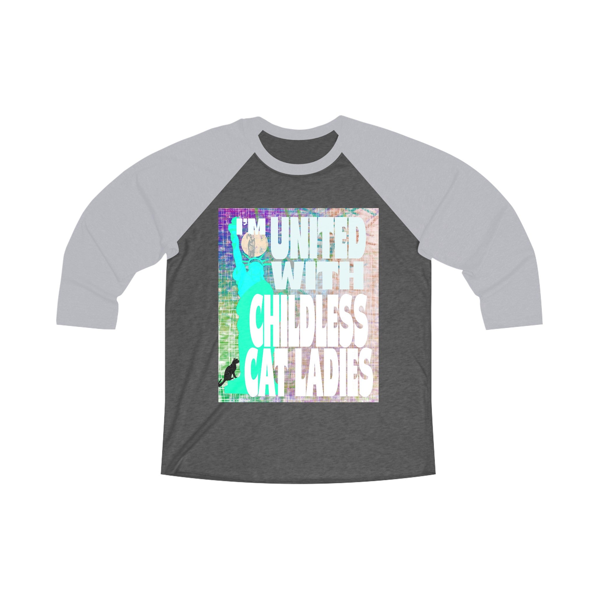 UNITED WITH CHILDLESS CAT LADIES Tri-Blend 3\4 Raglan Tee