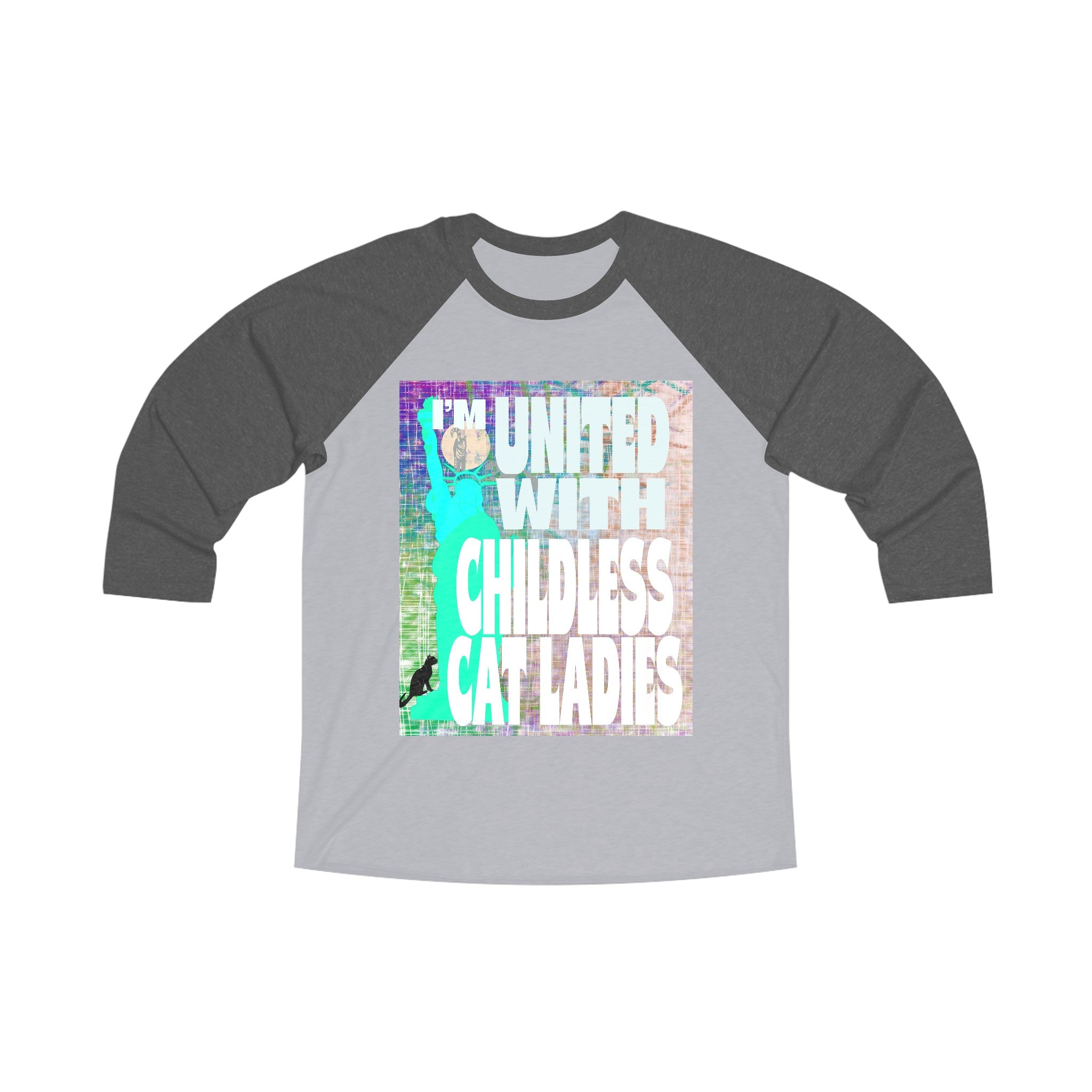 UNITED WITH CHILDLESS CAT LADIES Tri-Blend 3\4 Raglan Tee