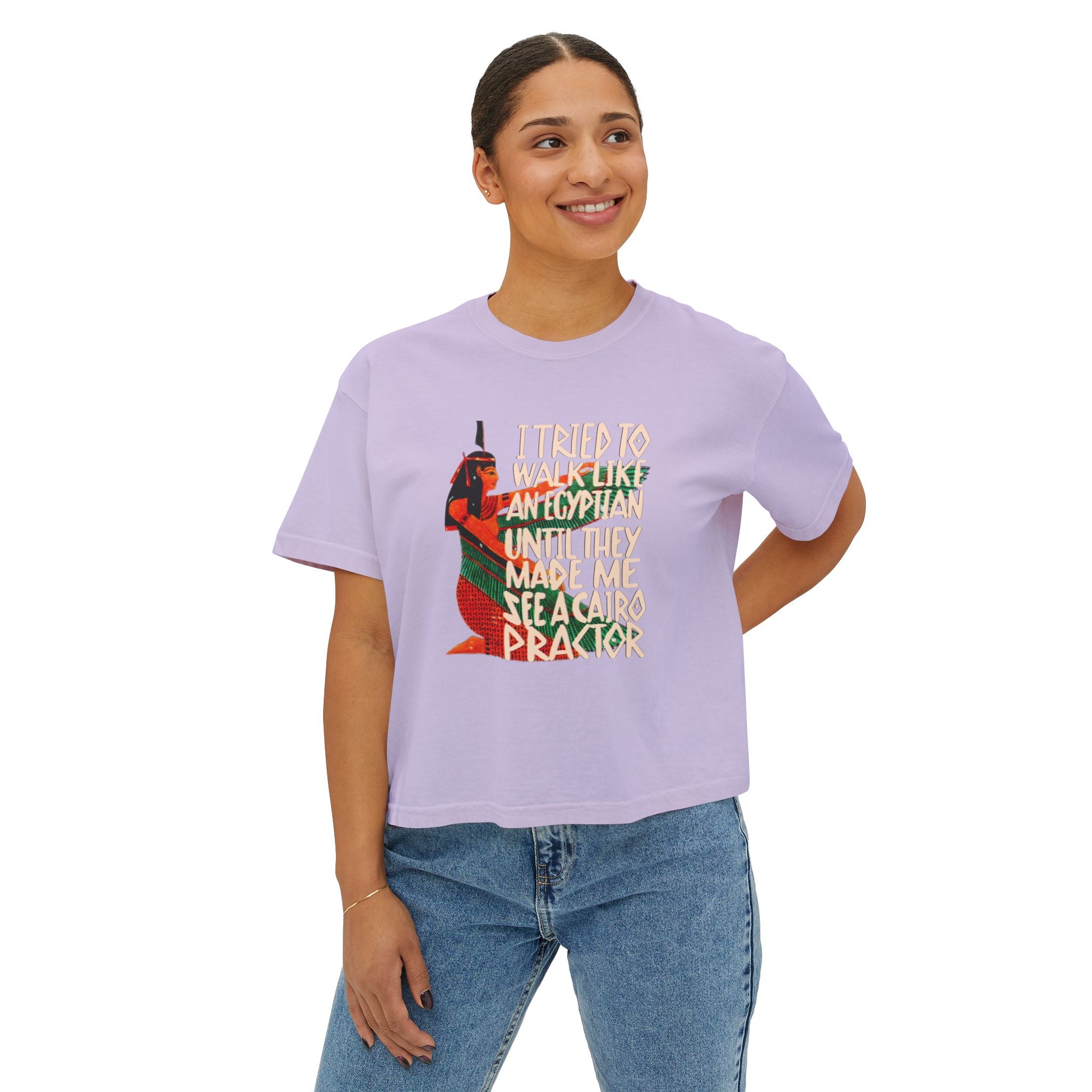Funny Women's Boxy Tee - Egyptian Humor Graphic - Perfect for Casual Outfits and Gifts