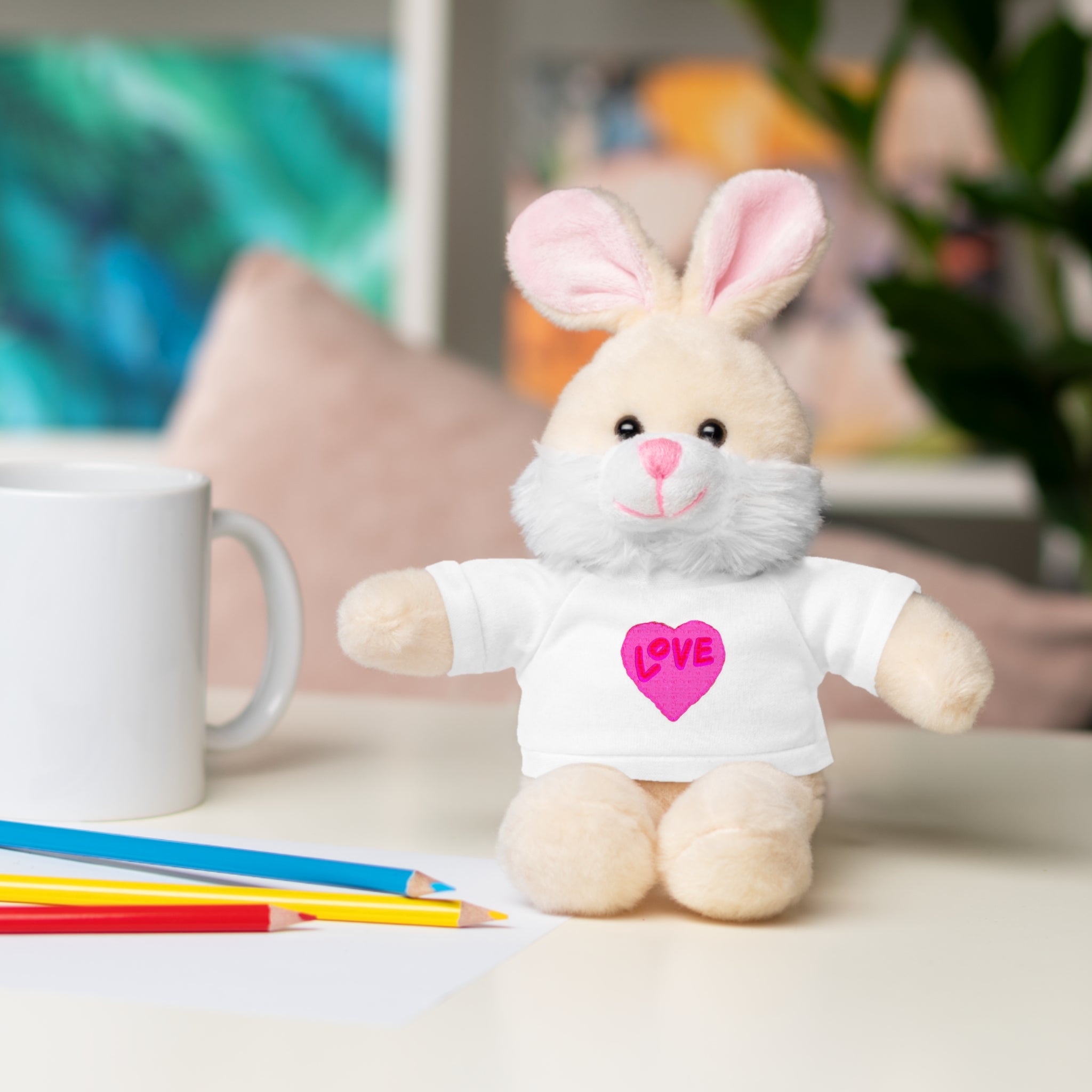 Love Bear Stuffed Animal in Custom Tee - Perfect Gift for Kids and Occasions