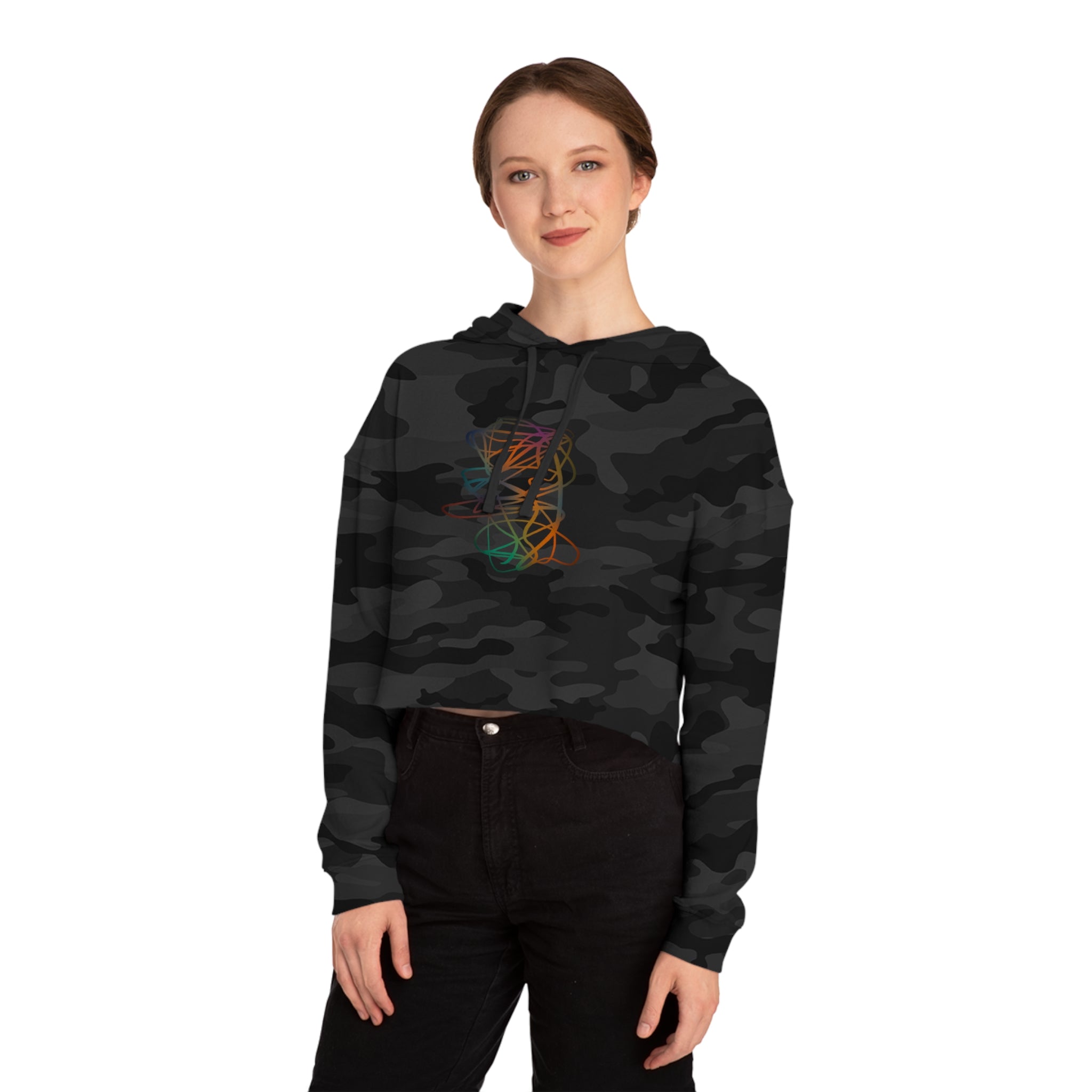 Vibrant Squiggle Cropped Hoodie for Women, Cozy Casual Wear, Perfect Gift for Birthdays, Graduations, and Cozy Nights, Unique Art Design