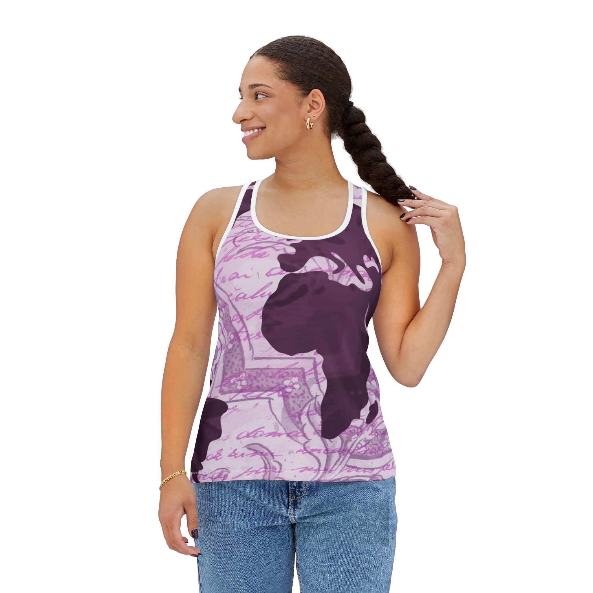 Elegant World Map Women's Tank Top - Stylish Summer Top with Global Theme