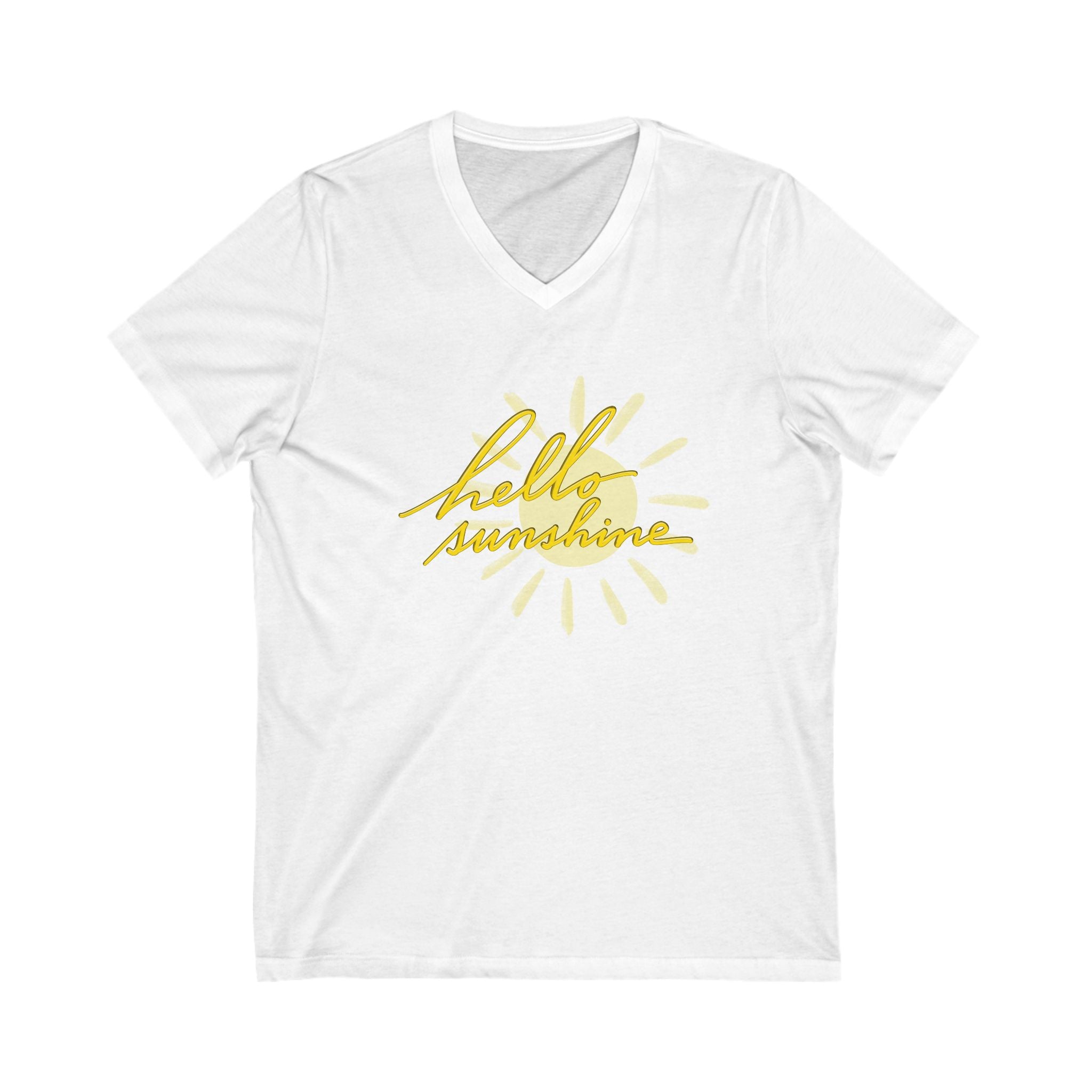 Hello Sunshine V-Neck Tee - Unisex Short Sleeve T-Shirt for Summer Vibes