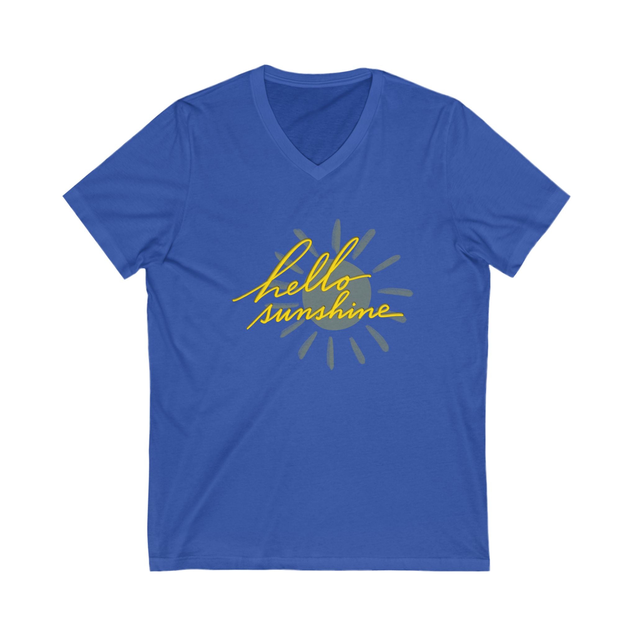 Hello Sunshine V-Neck Tee - Unisex Short Sleeve T-Shirt for Summer Vibes