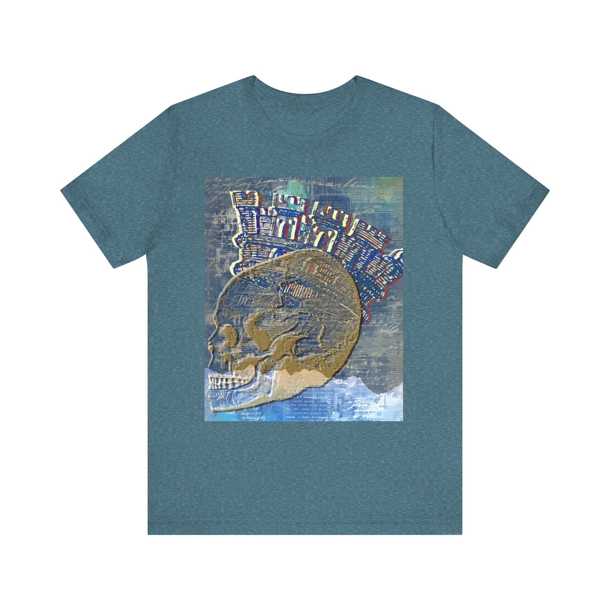 Artistic Skull Jersey Tee - Trendy Graphic T-Shirt for Casual Wear