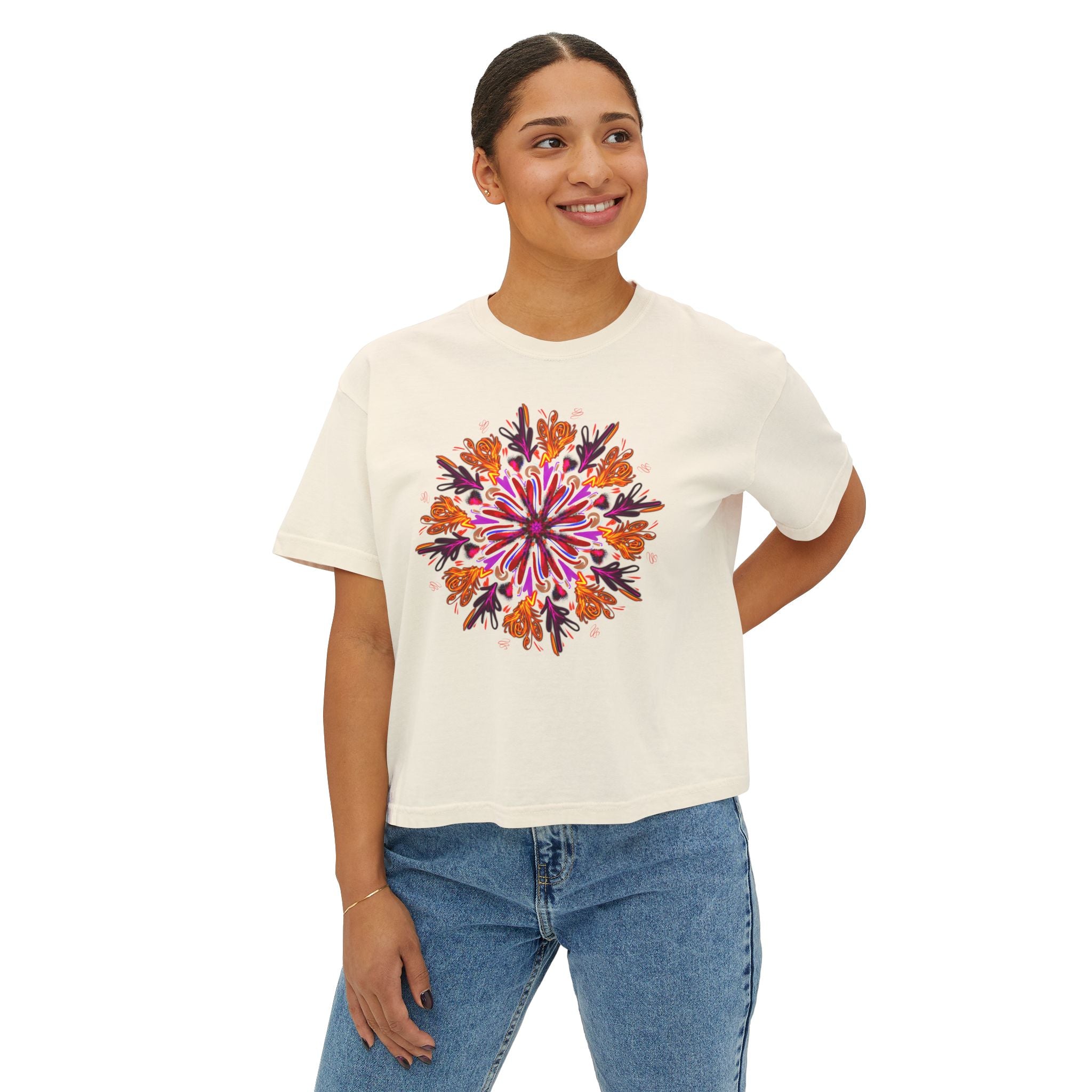 Floral Boxy Tee for Women - Bohemian Style T-Shirt
