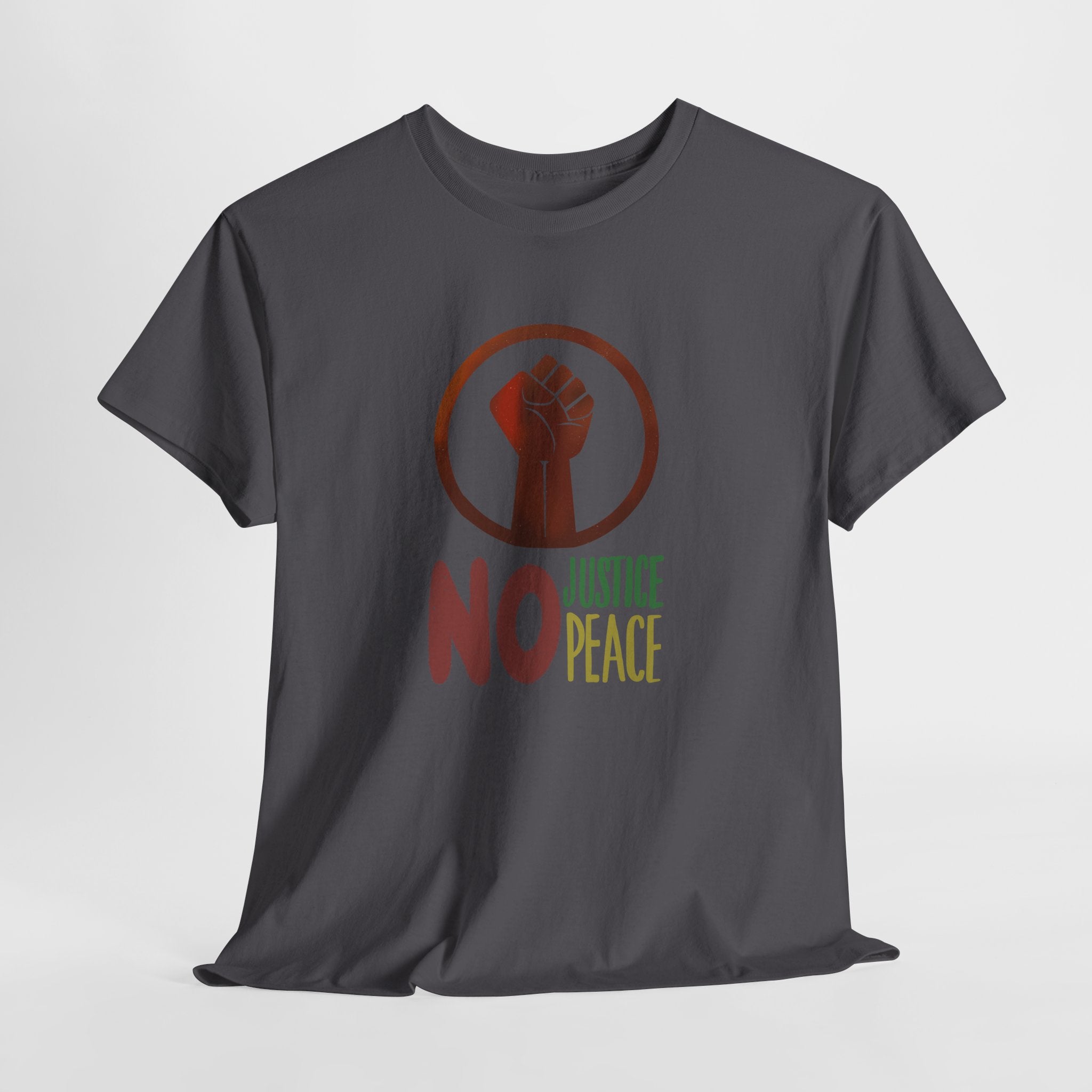 No Justice No Peace T-Shirt — Hand-drawn Raised Fist Protest Tee