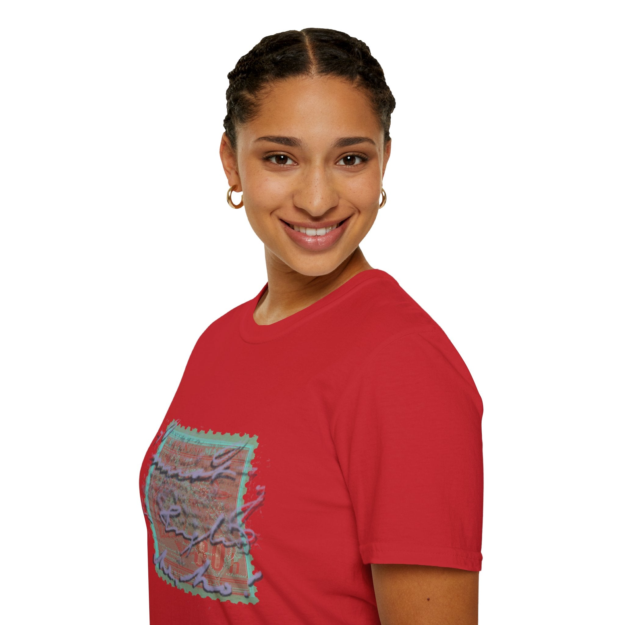 Vintage Postage Stamp Graphic Tee – Handwritten Script Design