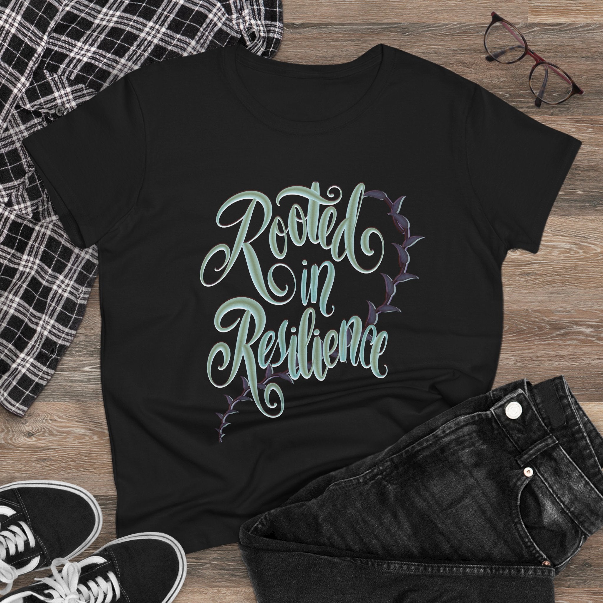 Rooted in Resilience Women's Midweight Cotton Tee - Inspirational Apparel for Strength and Empowerment