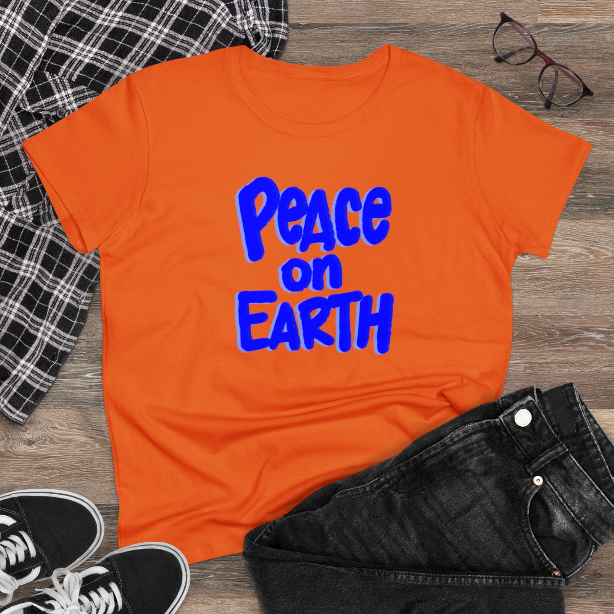 PEACE ON EARTH Women's Midweight Cotton Tee