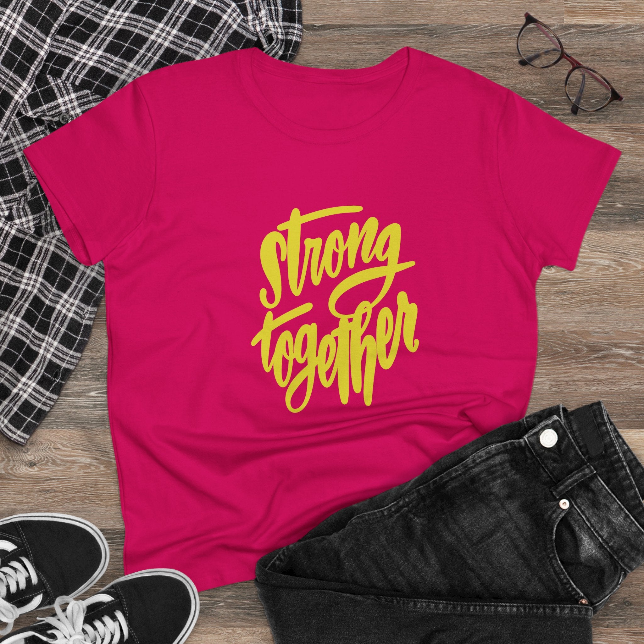 Strong Together Women's Cotton Tee - Empowerment Shirt for Everyday Comfort