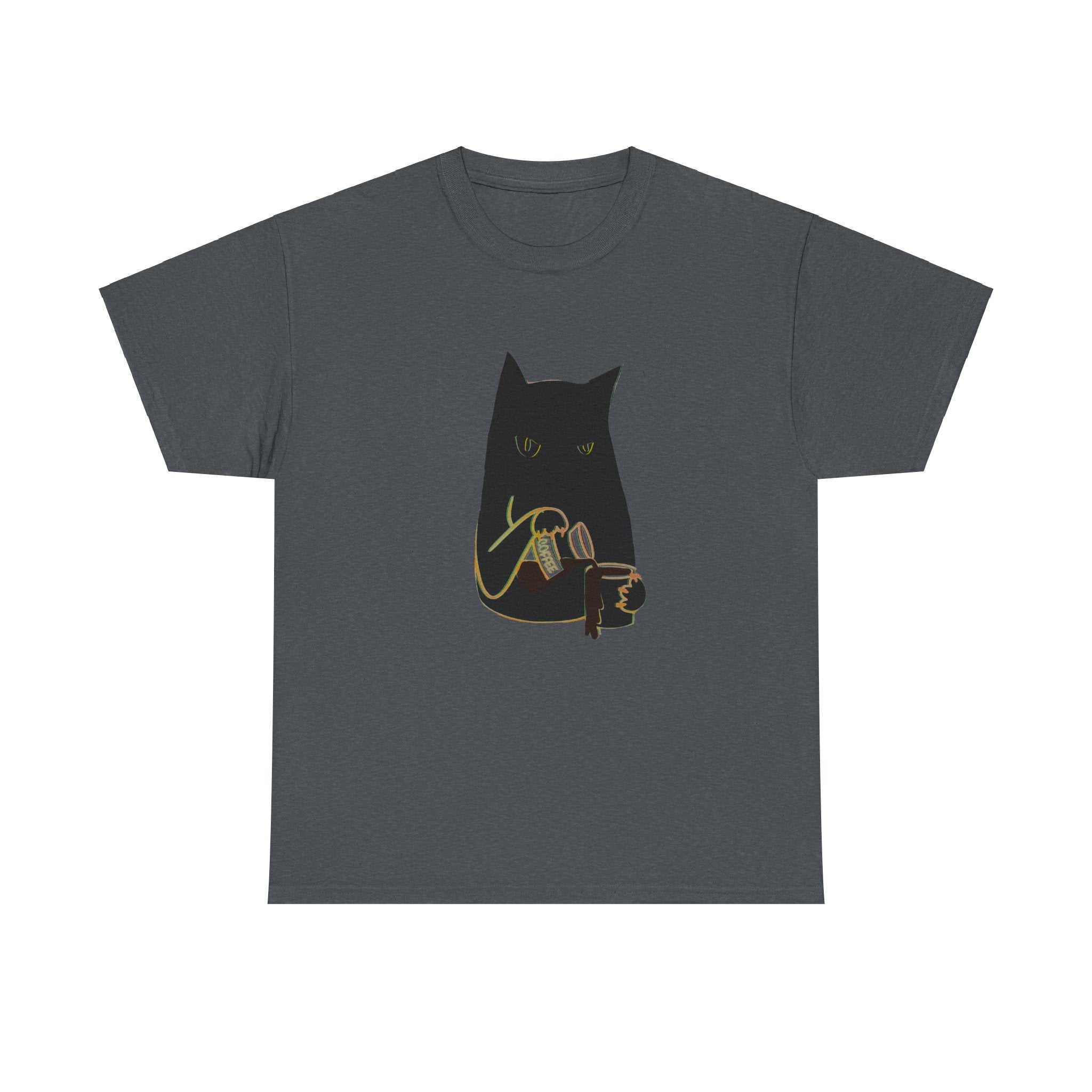 BLACK CAT BLACK COFFEE Unisex Heavy Cotton Tee