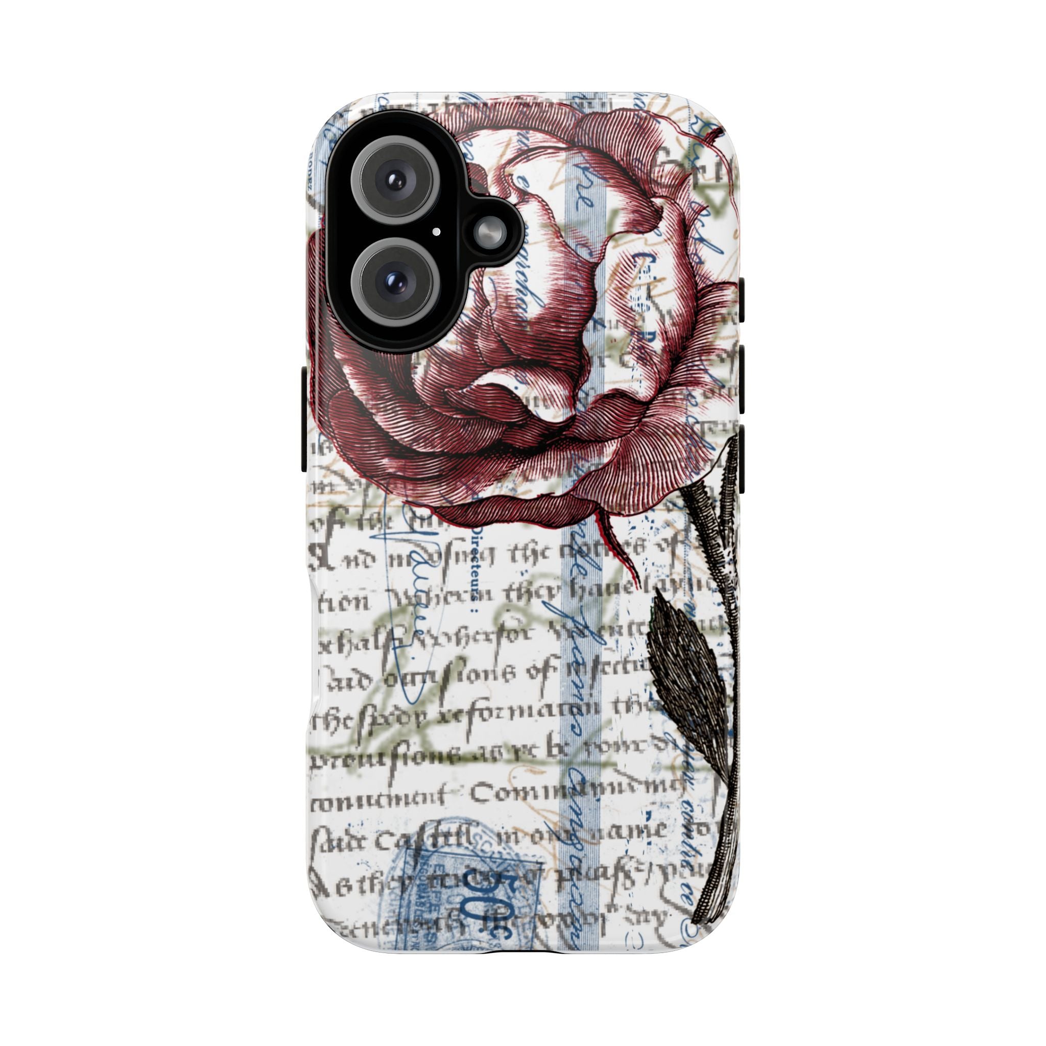 Artistic Floral Phone Case - Tough Cases with Vintage Rose Design