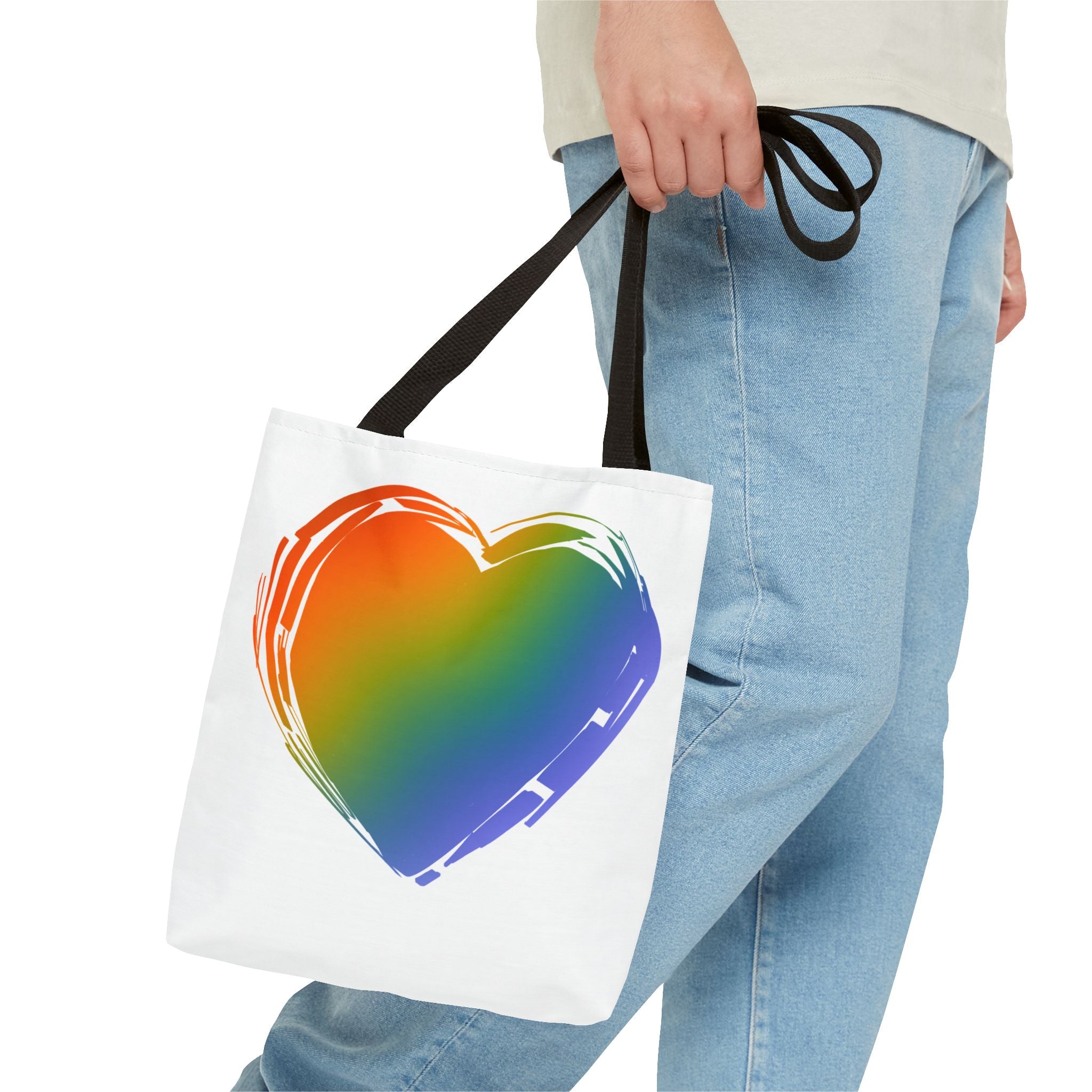 Rainbow Heart Tote Bag | Colorful Love Canvas Bag for Everyday Use
