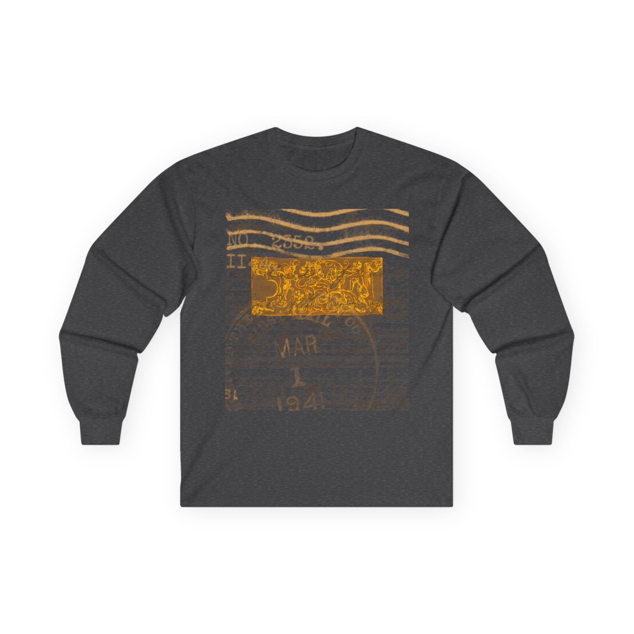 Vintage Script Long Sleeve Tee - Artistic Unisex Cotton Shirt