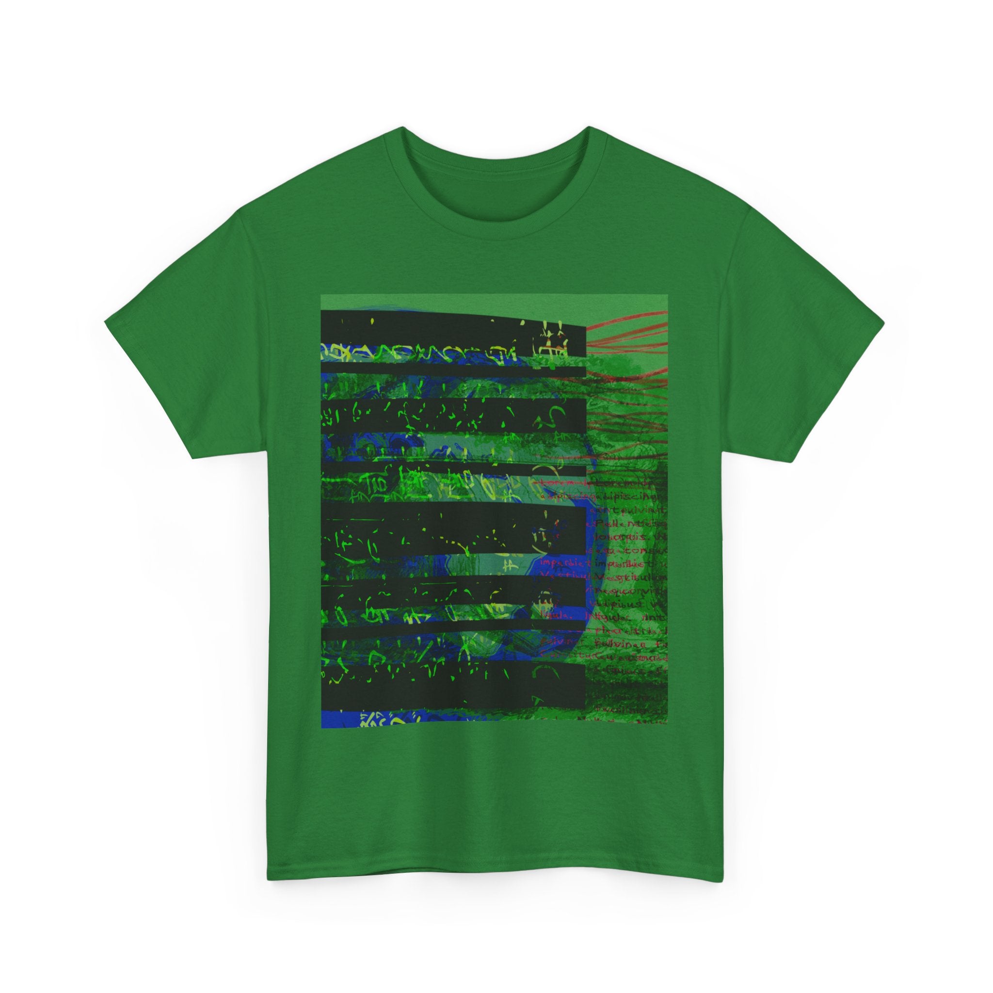 Unisex Heavy Cotton Tee - Abstract Green & Blue Graphic Design