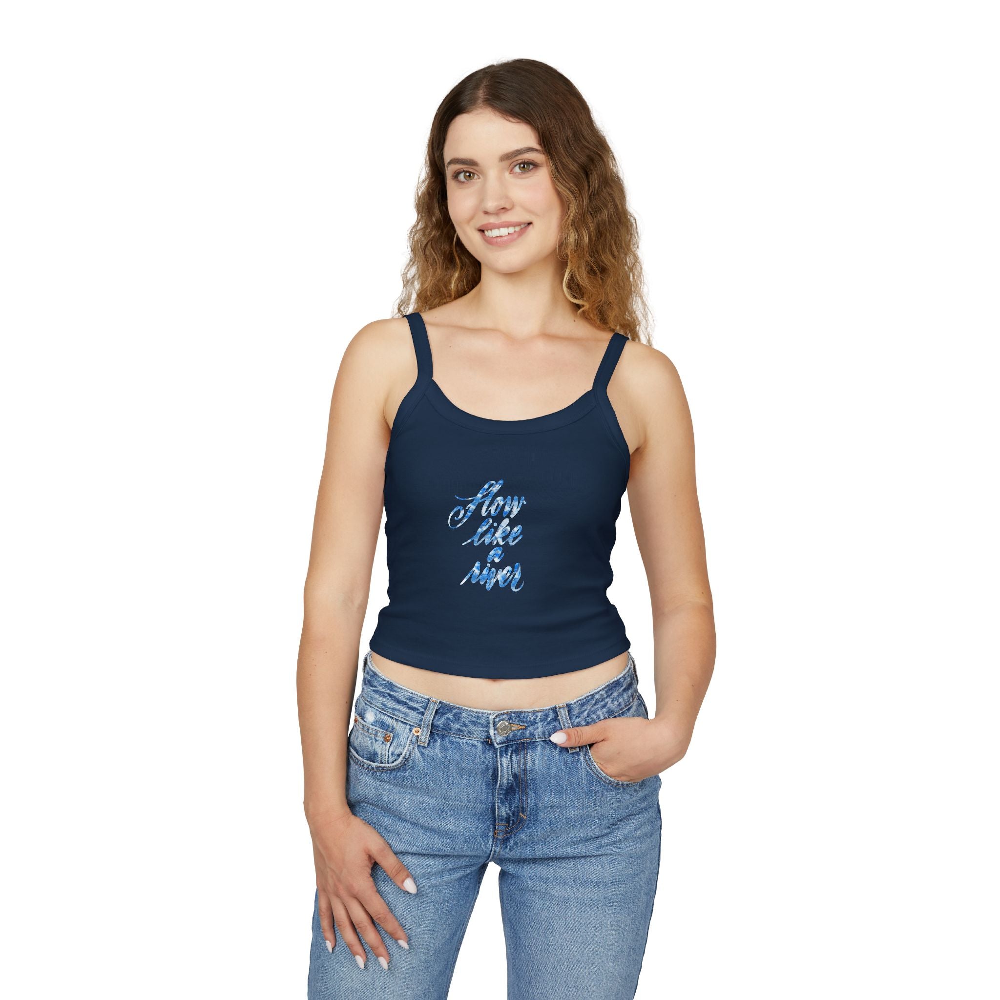 FLOW LIKE A RIVER Floral Script Tank