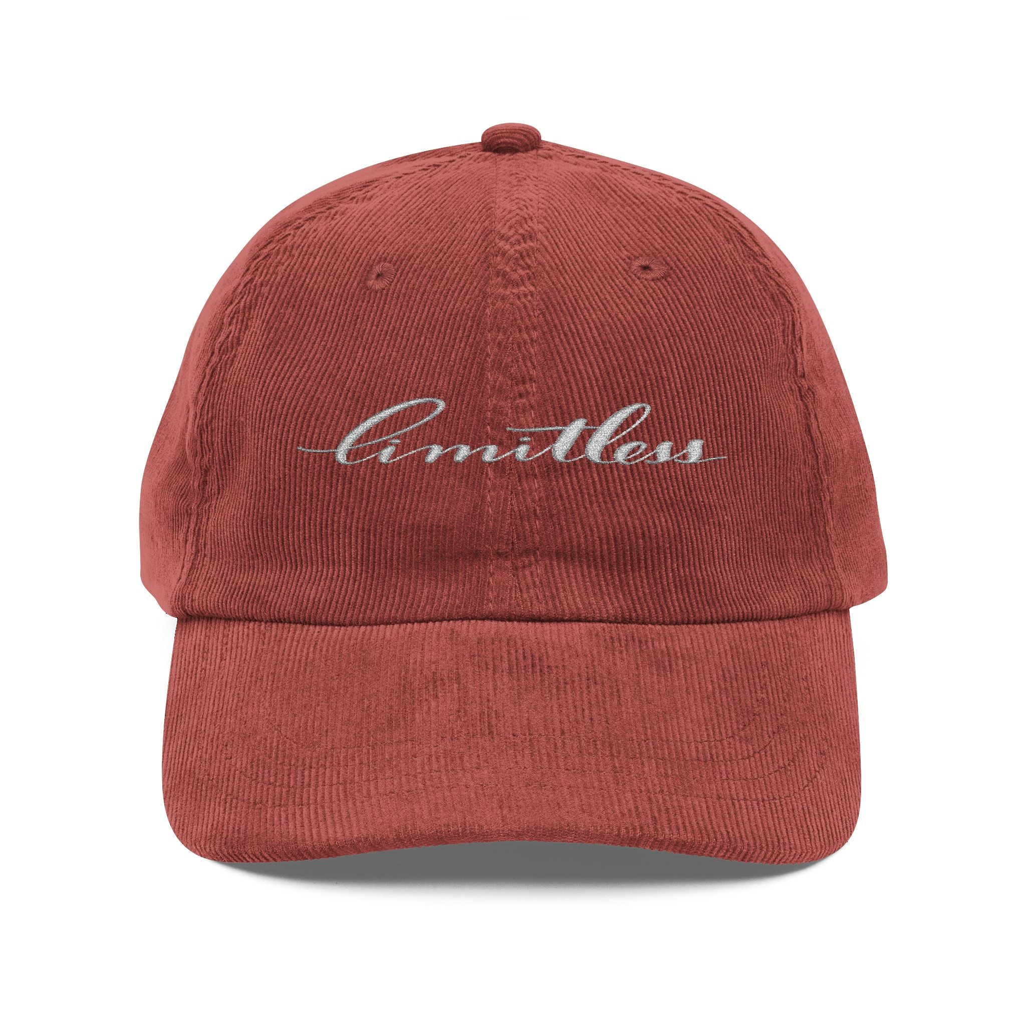 Vintage Corduroy Cap with Hand-written Embroidered Design - Retro Style Hat for Casual Outfit