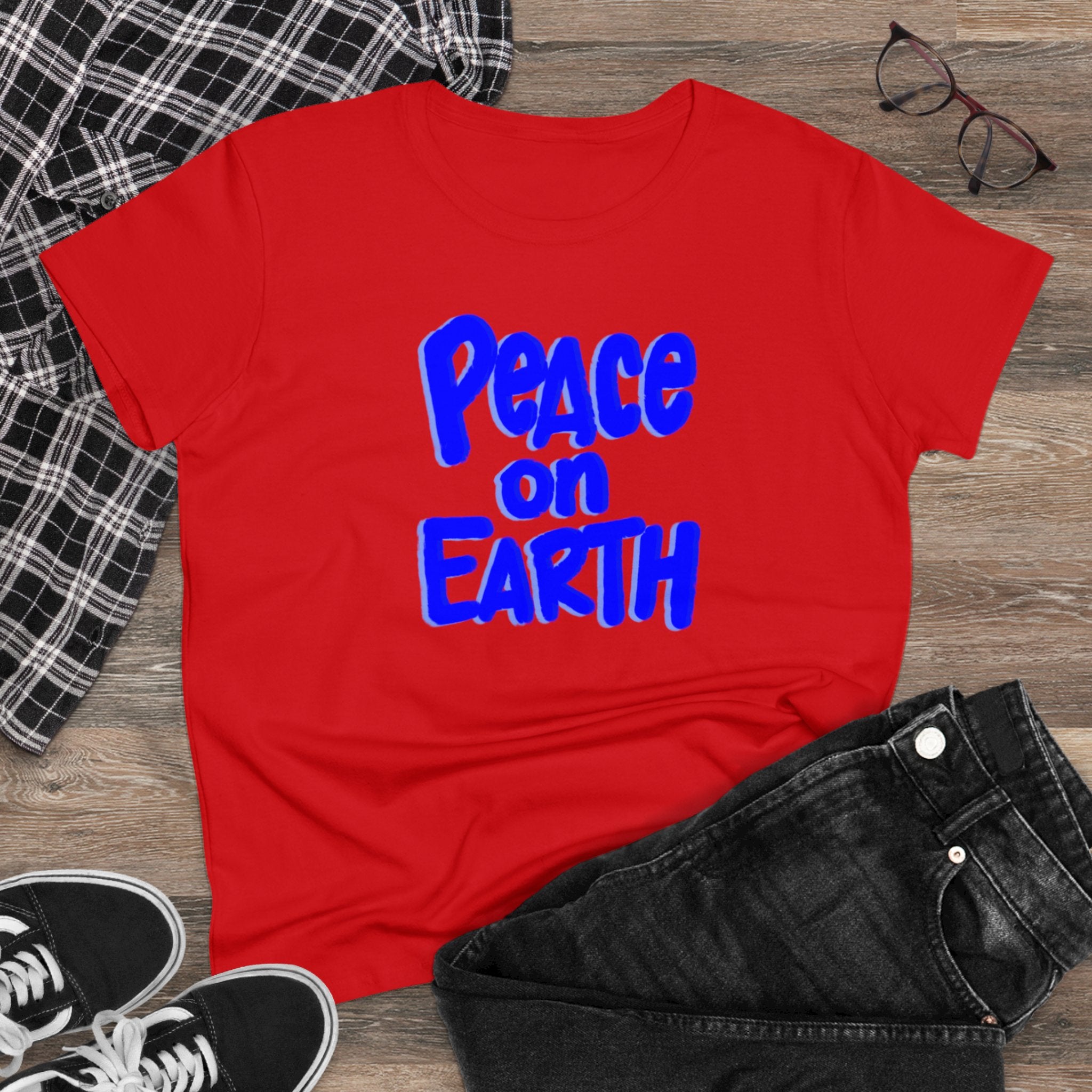 PEACE ON EARTH Women's Midweight Cotton Tee