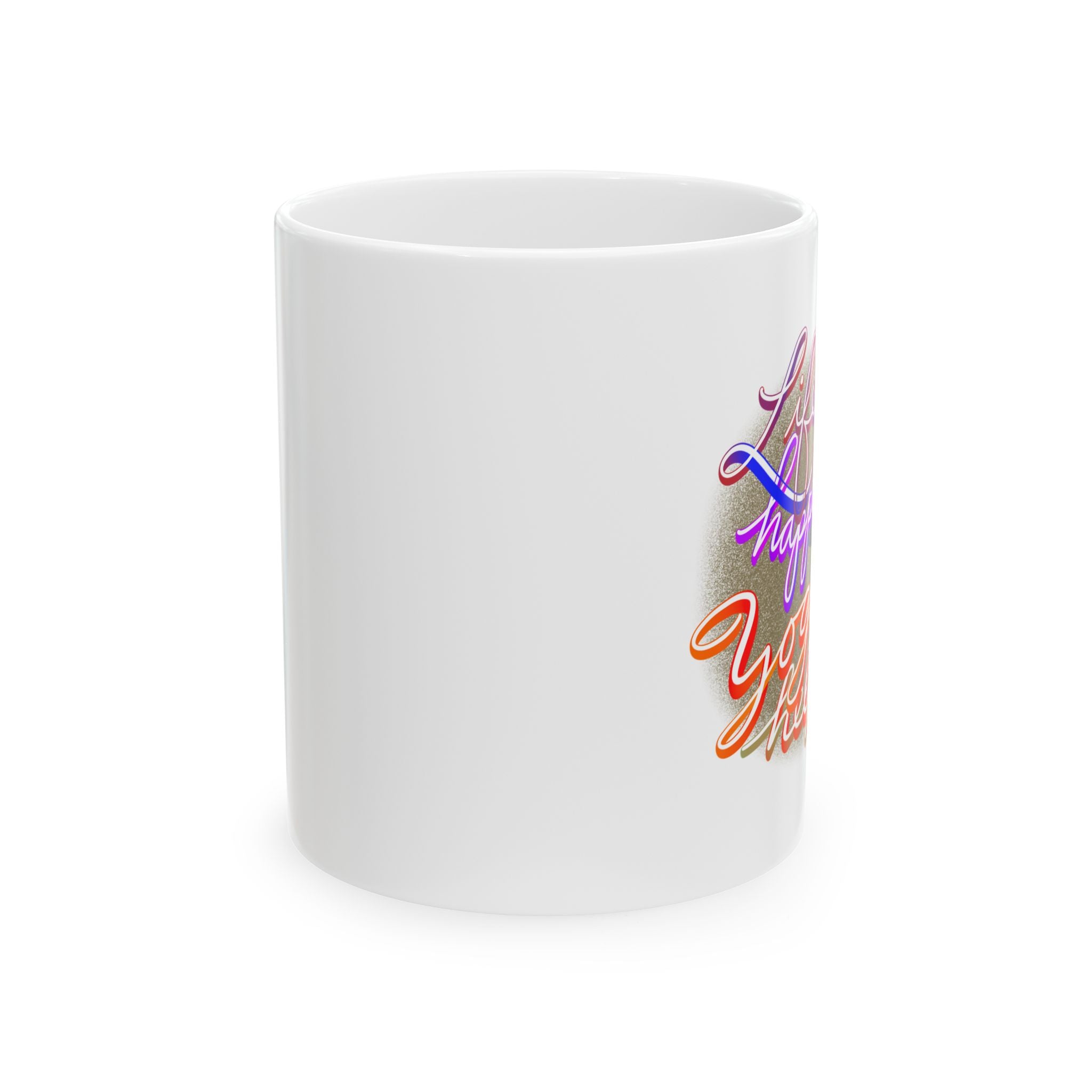 LIFE HAPPENS. YOGA HELPS Ceramic Mug, (11oz)