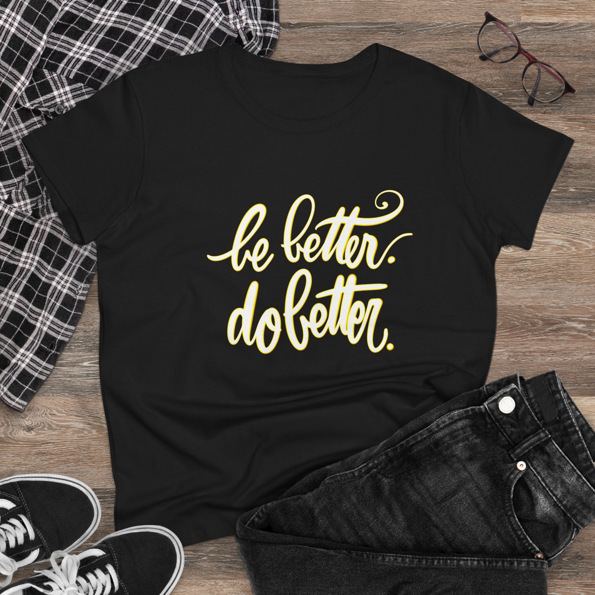 Inspirational Women's Midweight Cotton Tee - 'Be Better, Do Better'