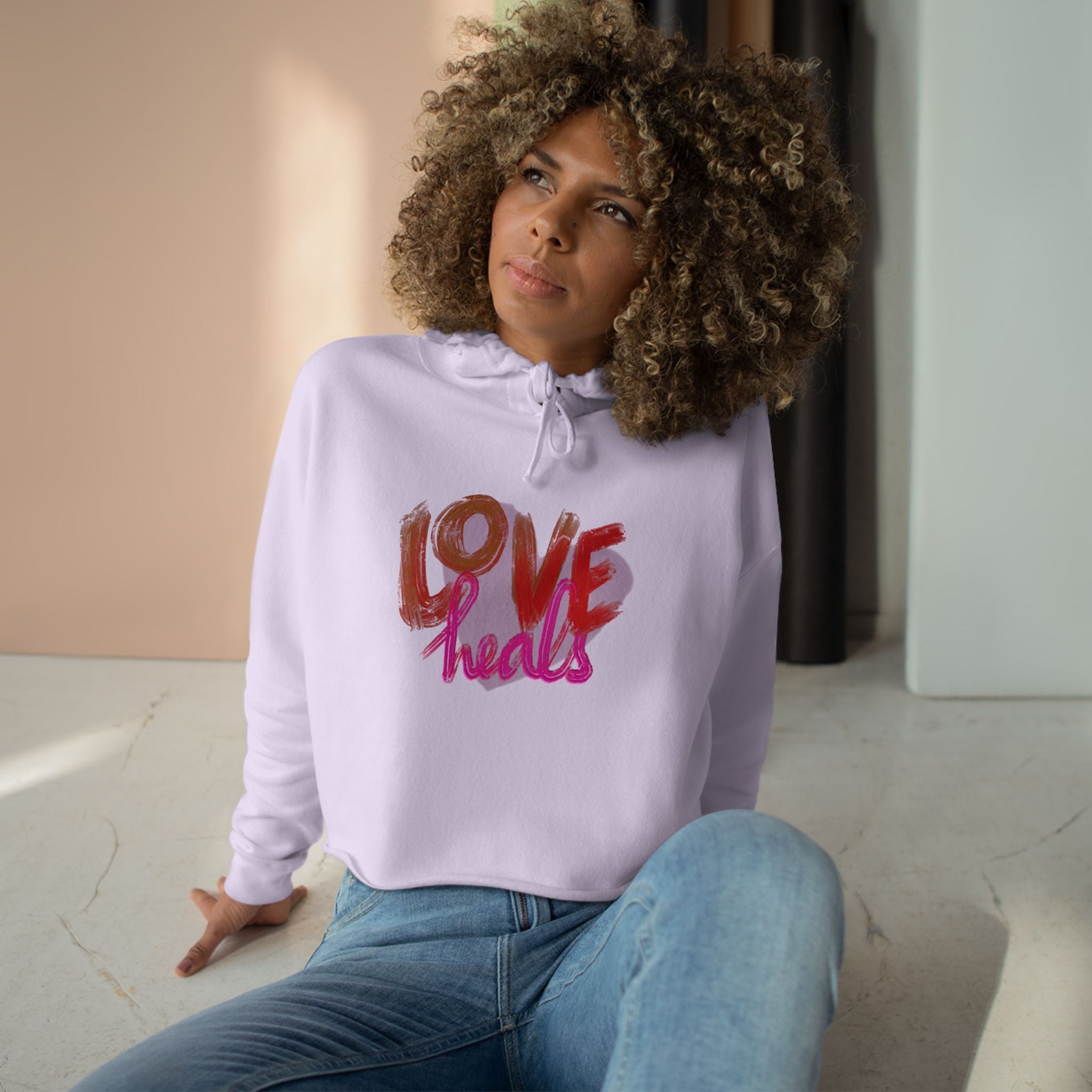 Love Heals Crop Hoodie - Stylish & Comfy Hoodie for Self-Care & Cozy Days