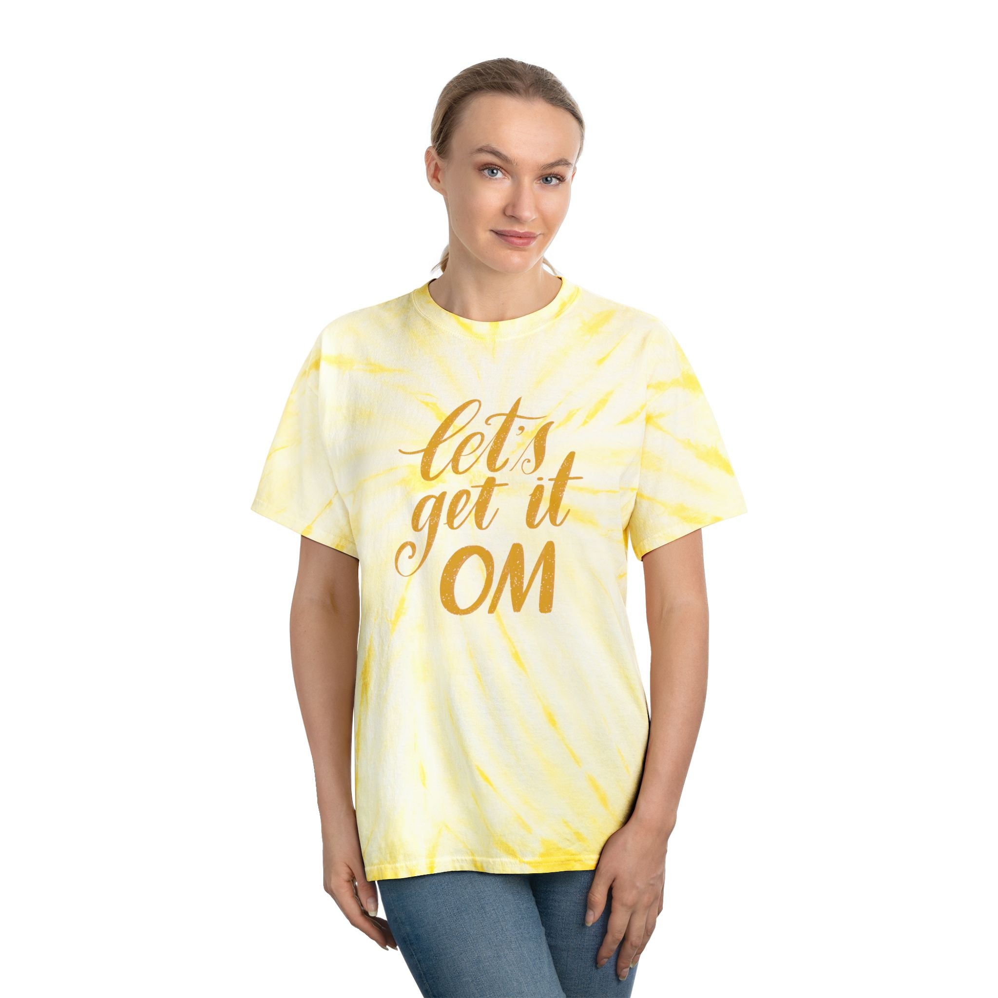 Sunny Tee - "Let's Get It OM" Tie-Dye T-Shirt for Yoga, Spirit, Summer Vibes, Gifts, Relaxation