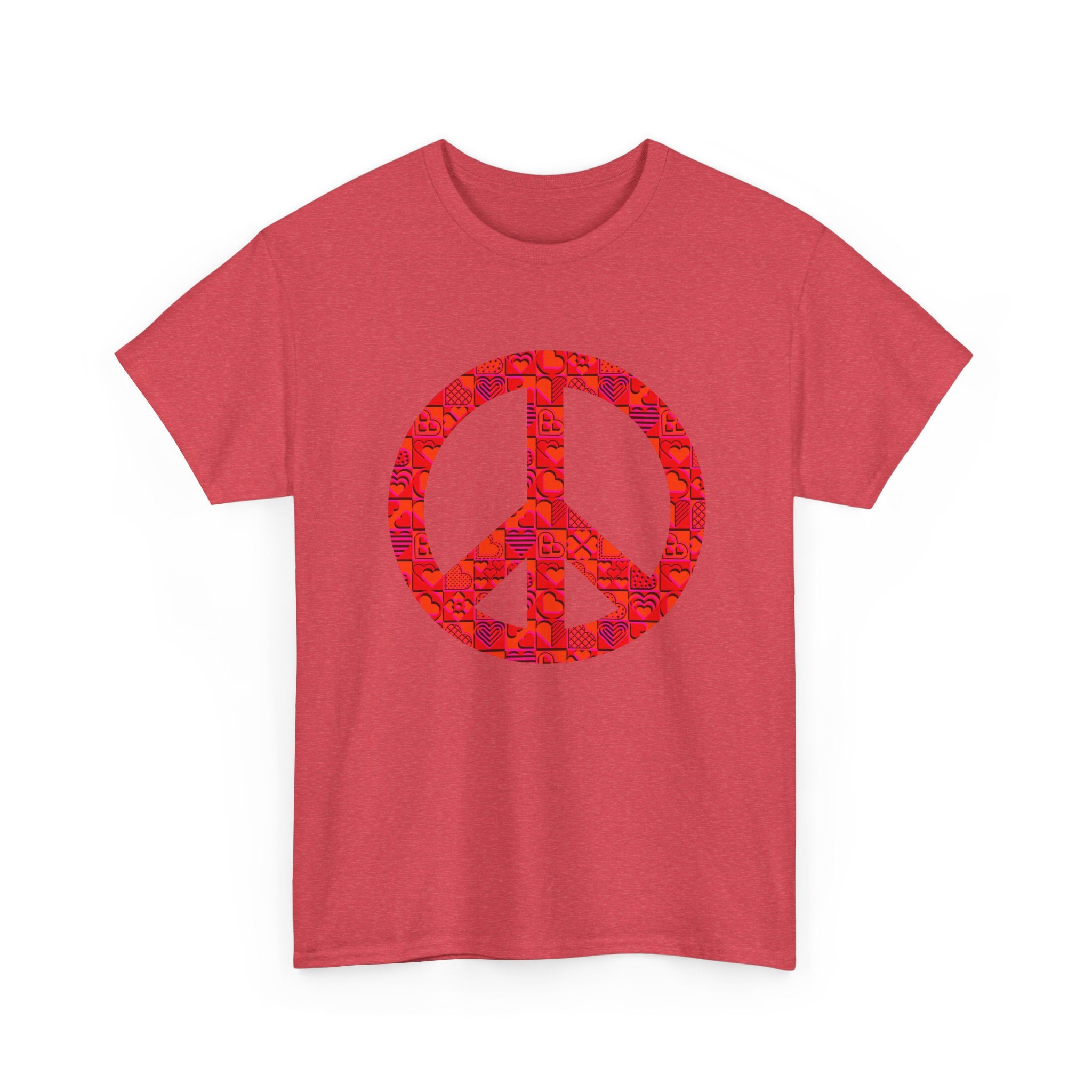 Peace Symbol Unisex Heavy Cotton Tee - Vibrant Red Design for Casual Wear